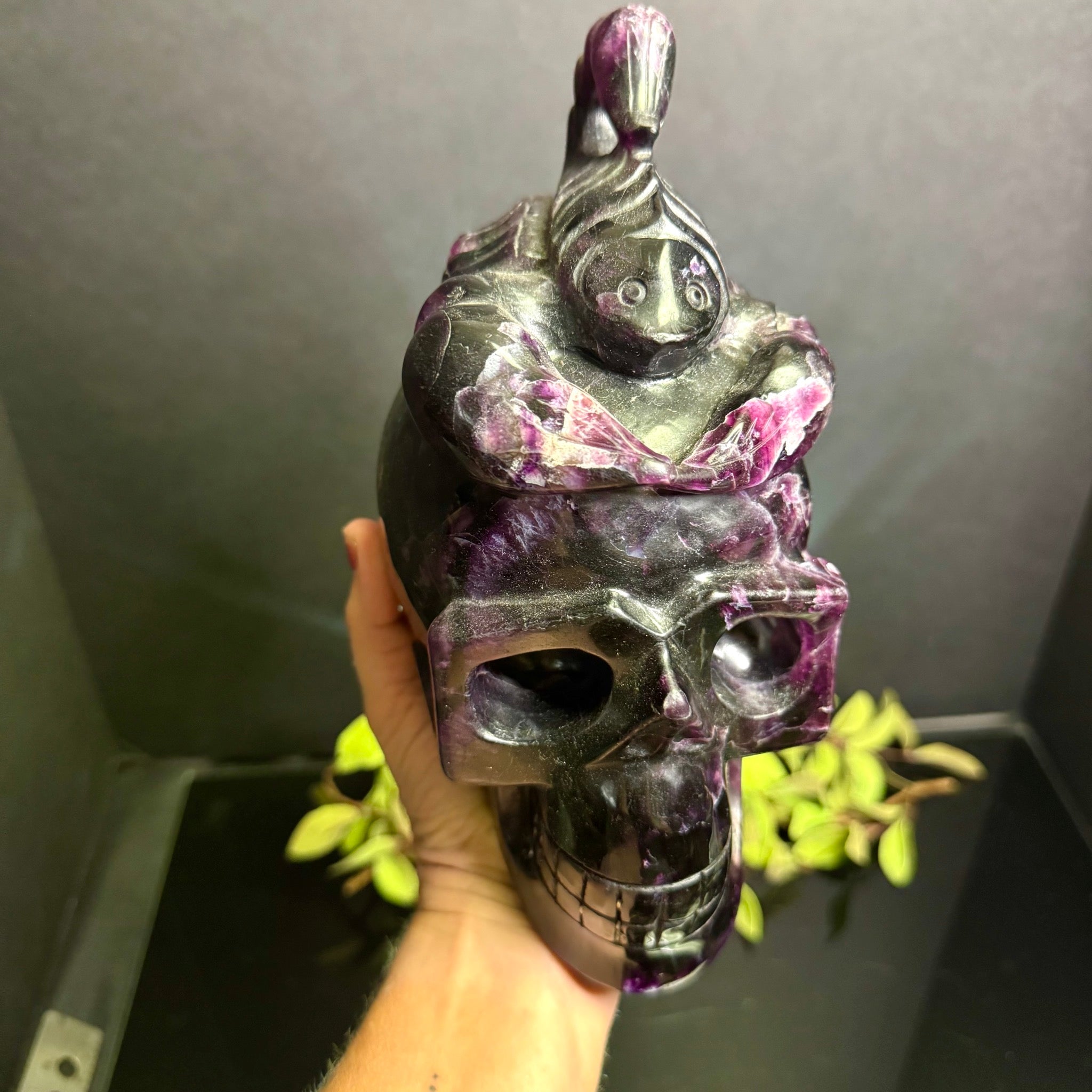 Fluorite Skull with Scorpion
