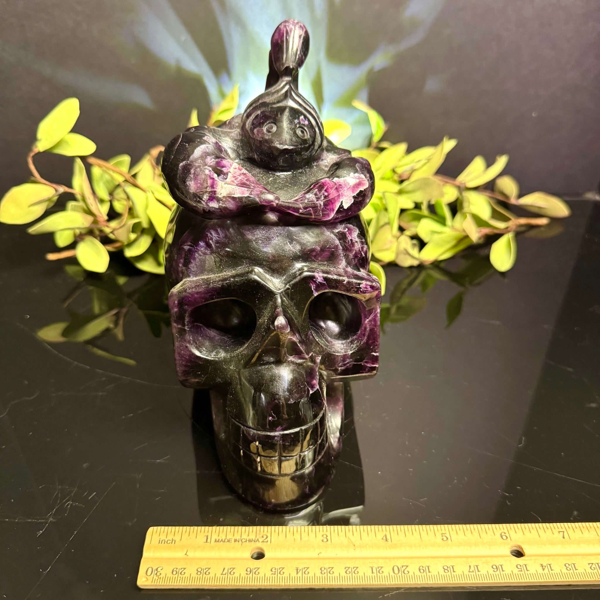 Fluorite Skull with Scorpion