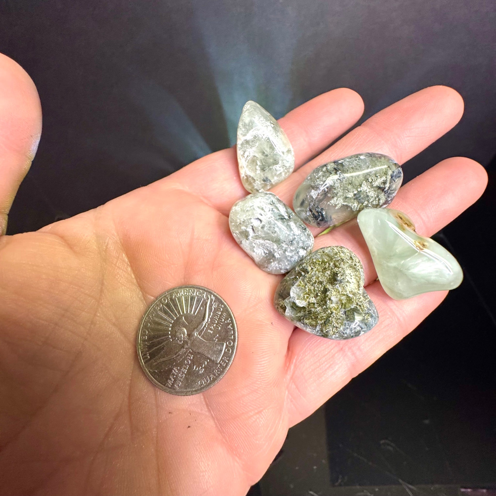 Prehnite with Epidote Tumble