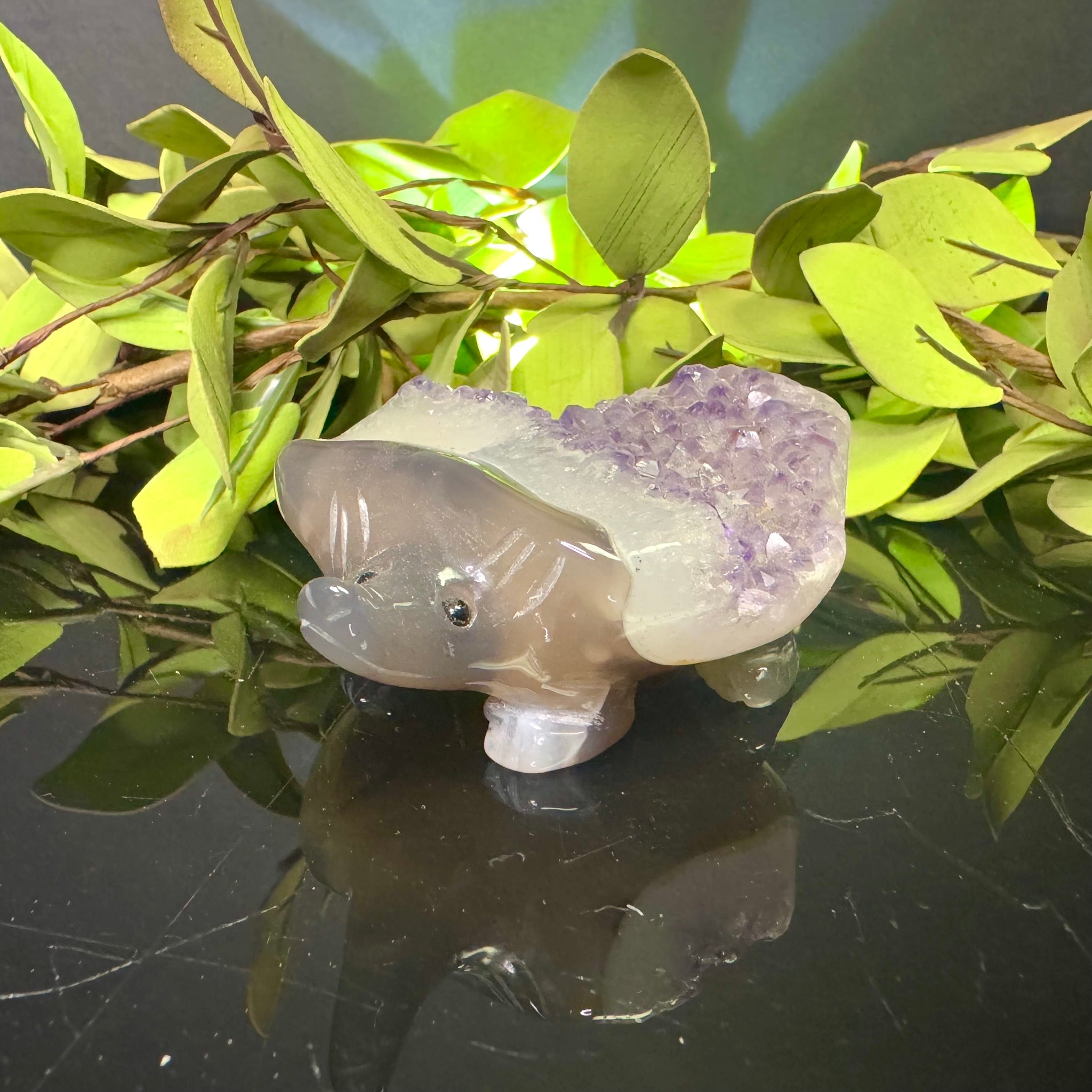 Amethyst and Agate Carved Hedgehog