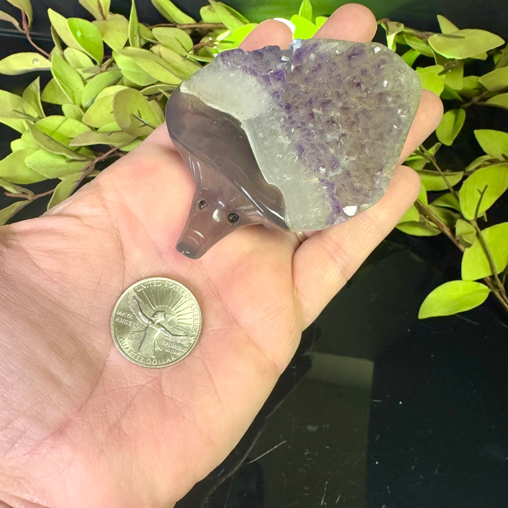 Amethyst and Agate Carved Hedgehog