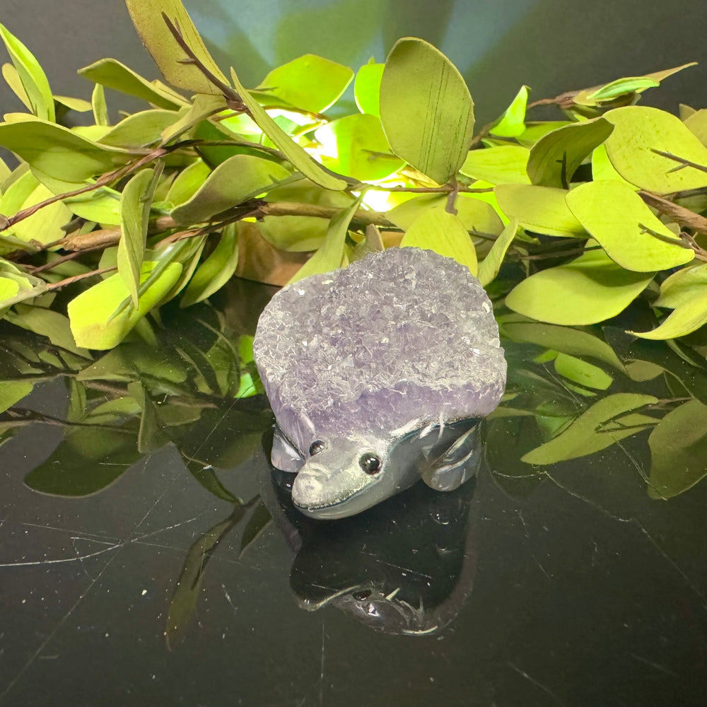 Amethyst and Agate Carved Hedgehog