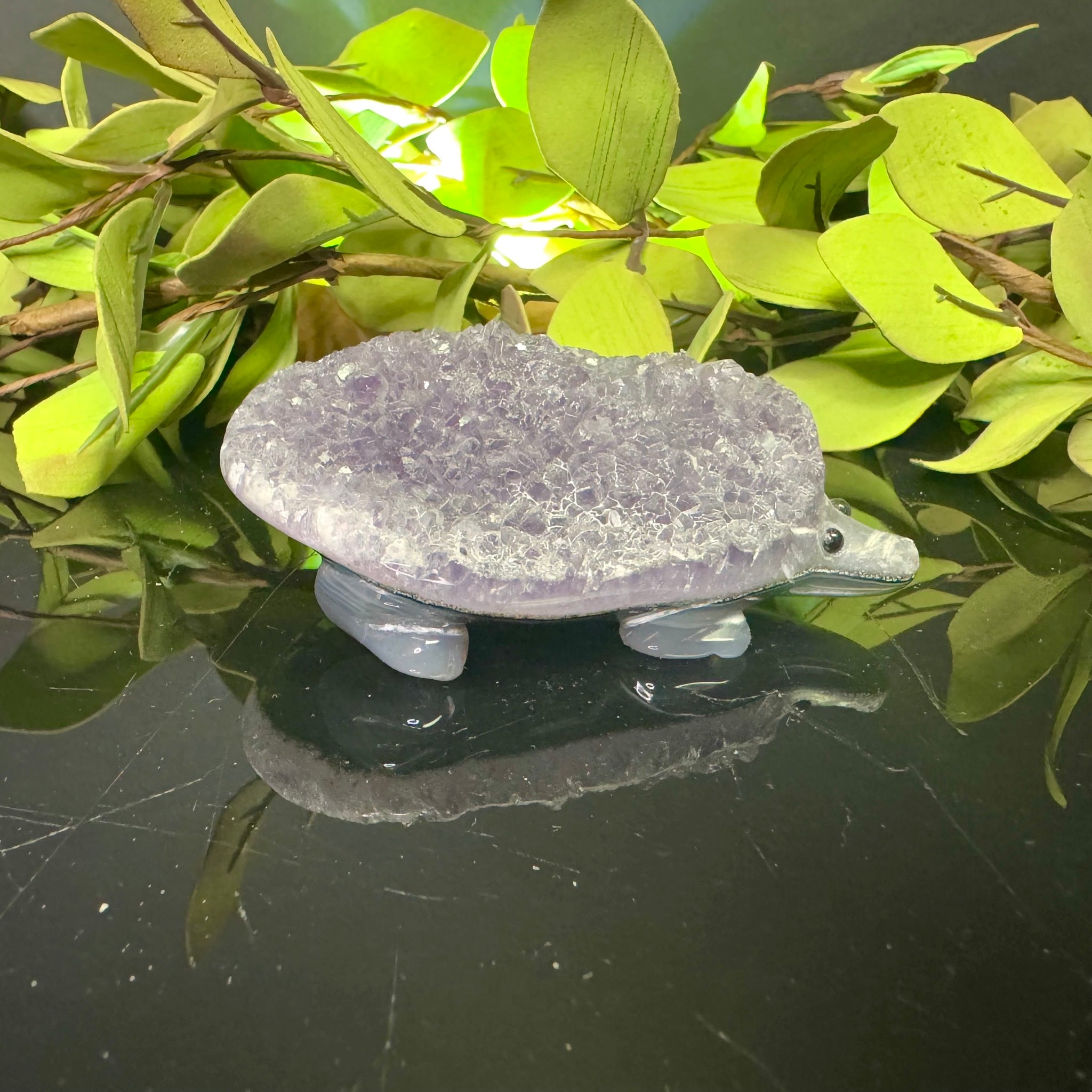 Amethyst and Agate Carved Hedgehog