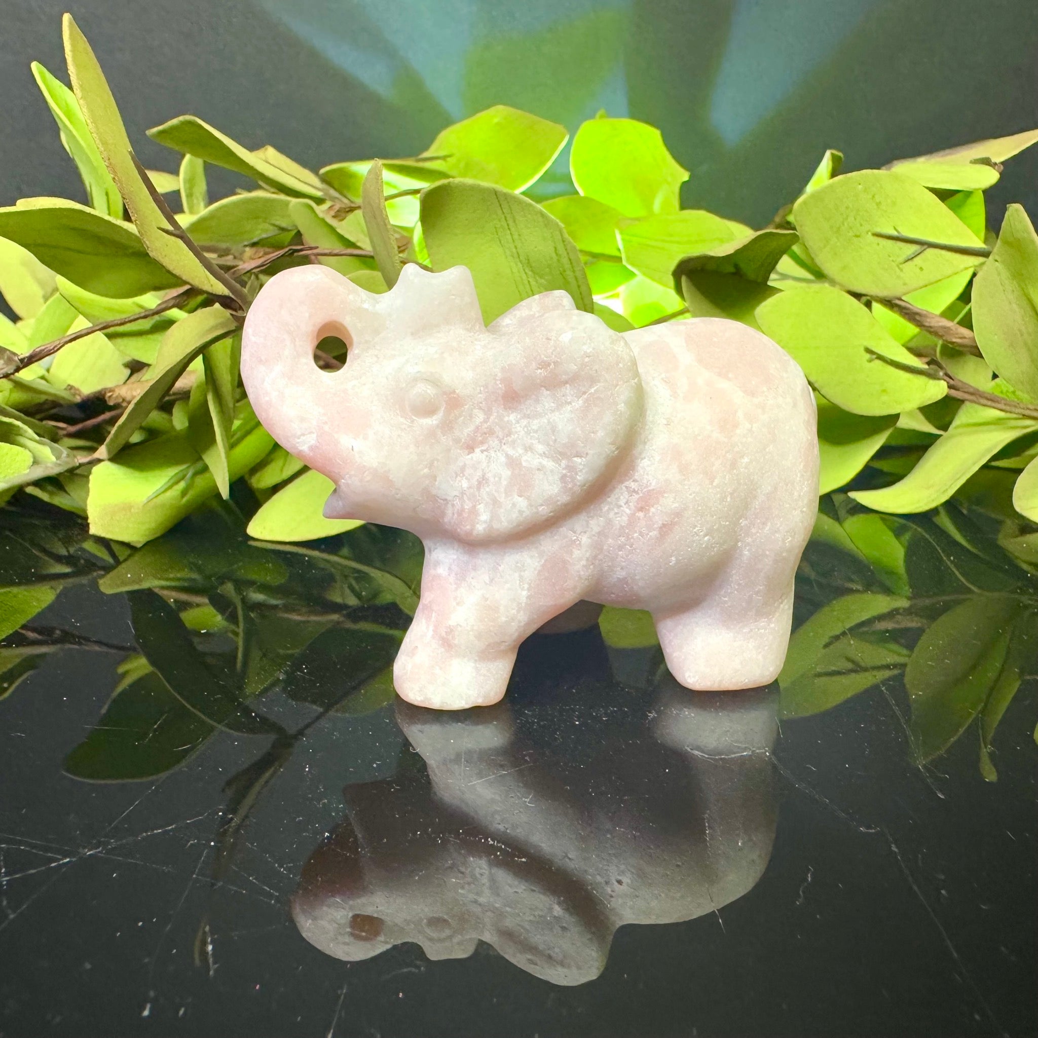 Pink Opal Carved Elephant