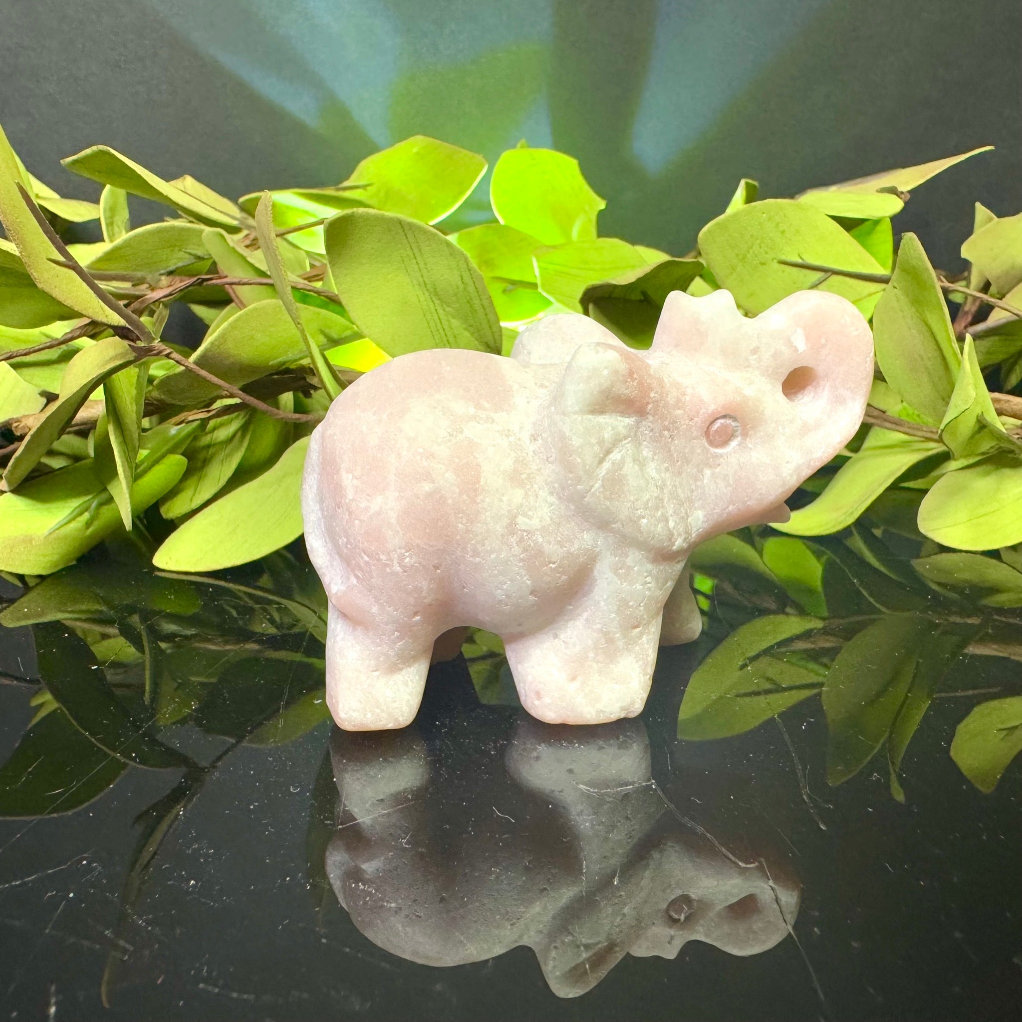 Pink Opal Carved Elephant