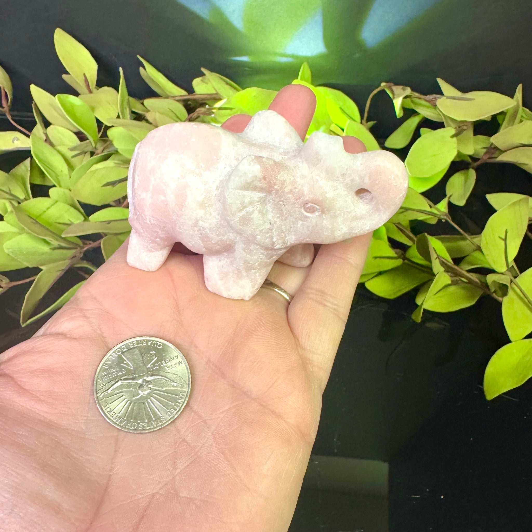 Pink Opal Carved Elephant