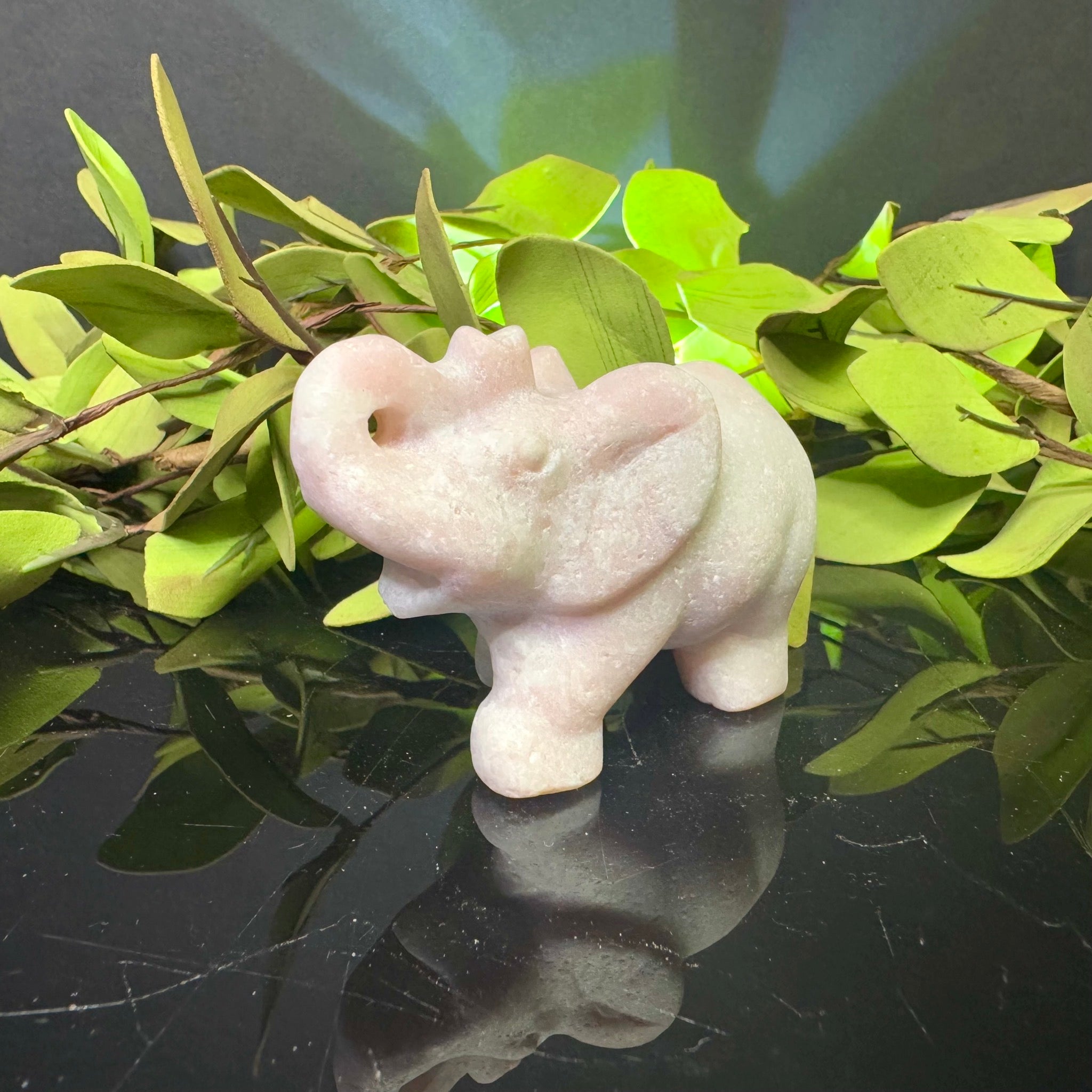 Pink Opal Carved Elephant