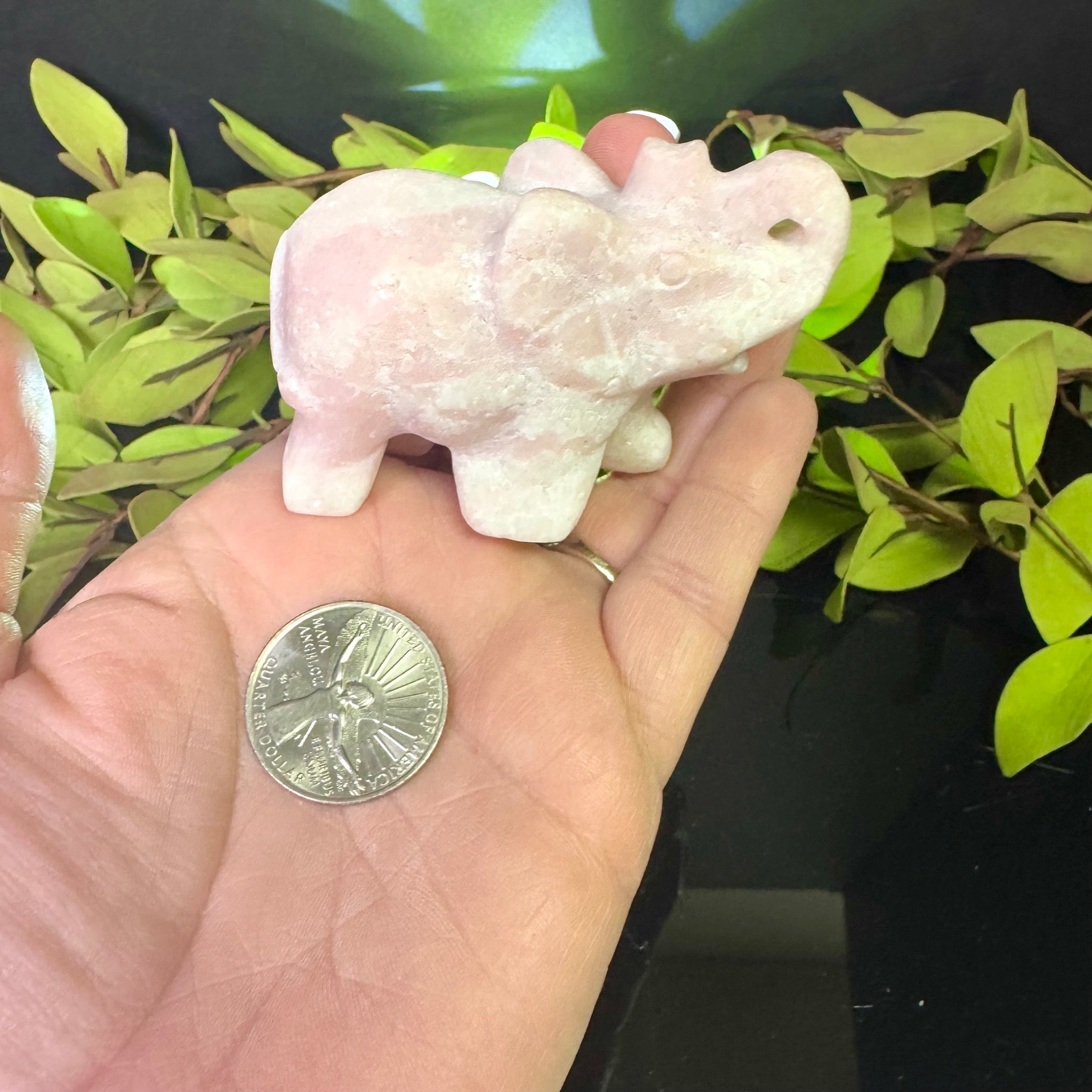 Pink Opal Carved Elephant