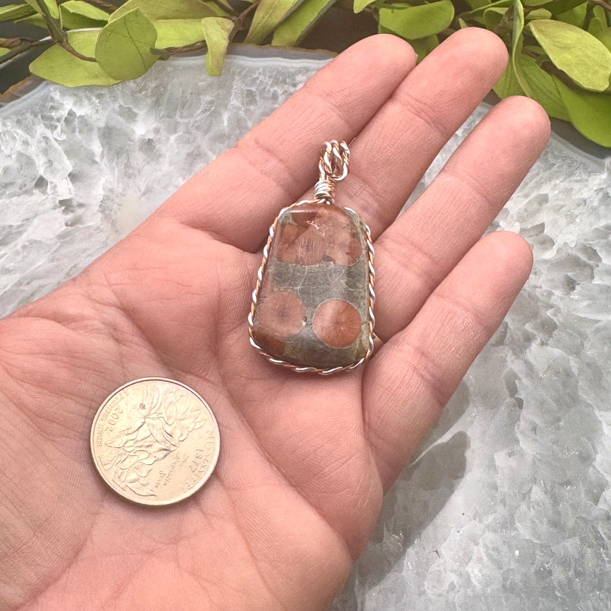 Rectangle Peanut Obsidian Pendant Wire Wrapped