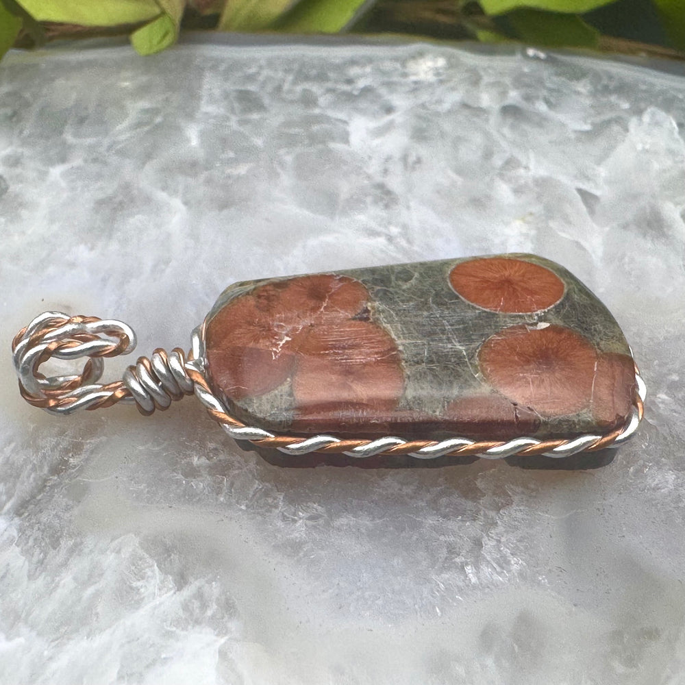 Rectangle Peanut Obsidian Pendant Wire Wrapped