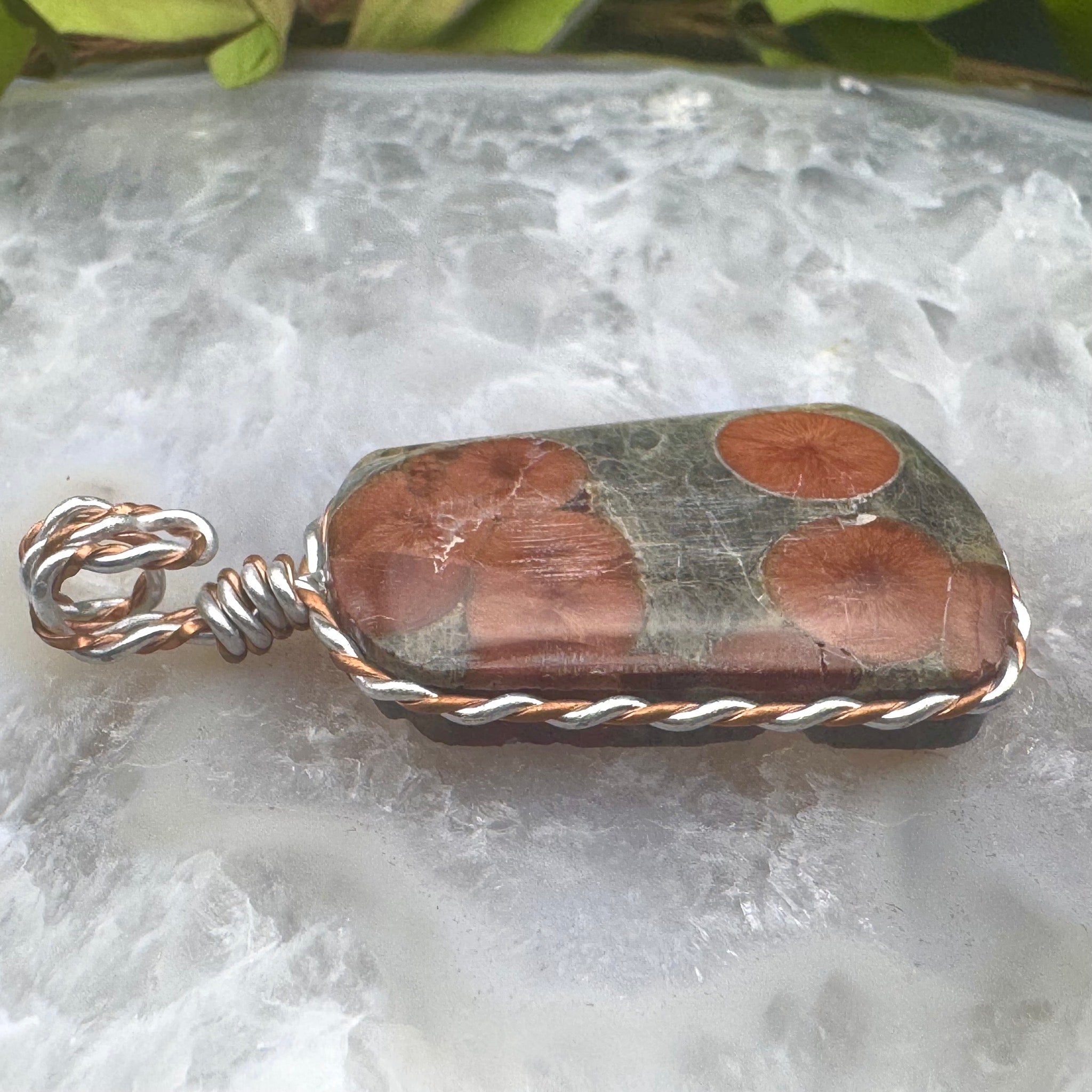 Rectangle Peanut Obsidian Pendant Wire Wrapped