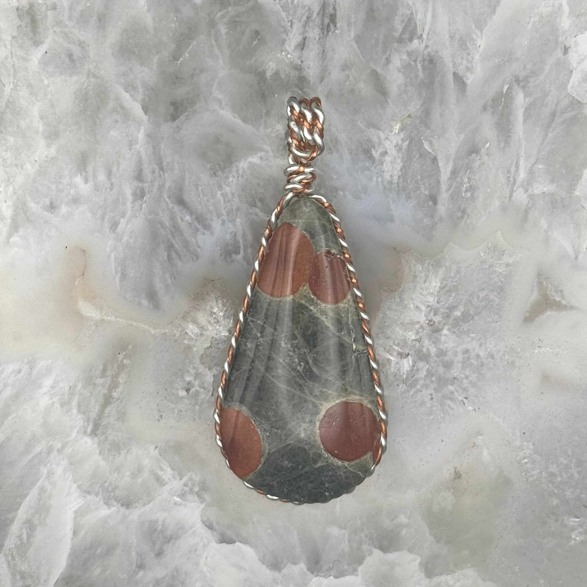 Tear Drop Peanut Obsidian Pendant Wire Wrapped