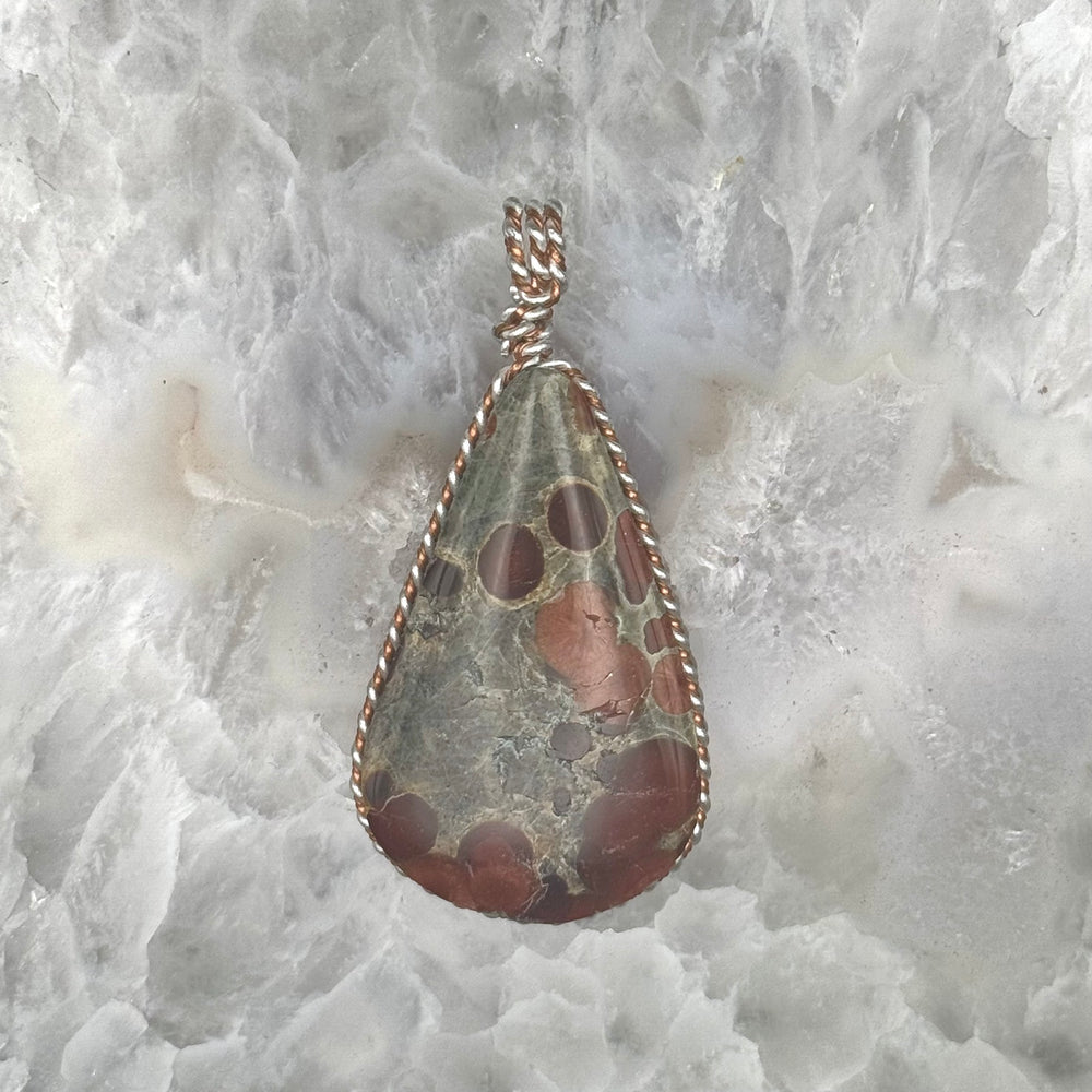 Tear Drop Peanut Obsidian Pendant Wire Wrapped