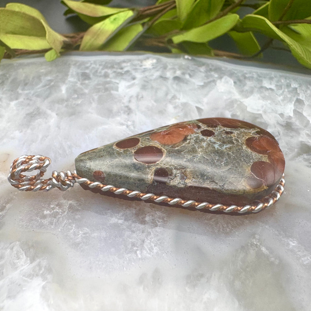 Tear Drop Peanut Obsidian Pendant Wire Wrapped