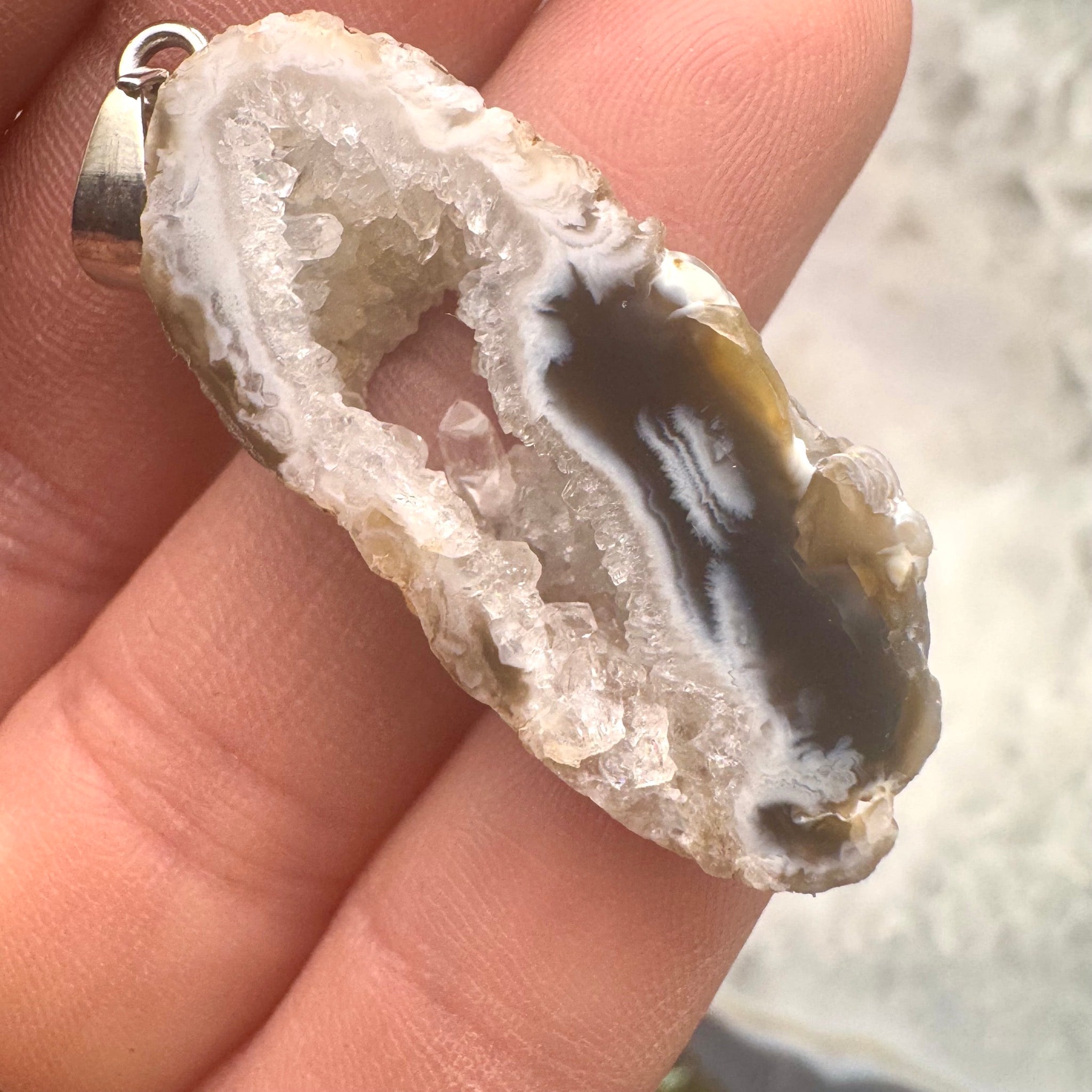 Oco Agate Geode Slice Pendant