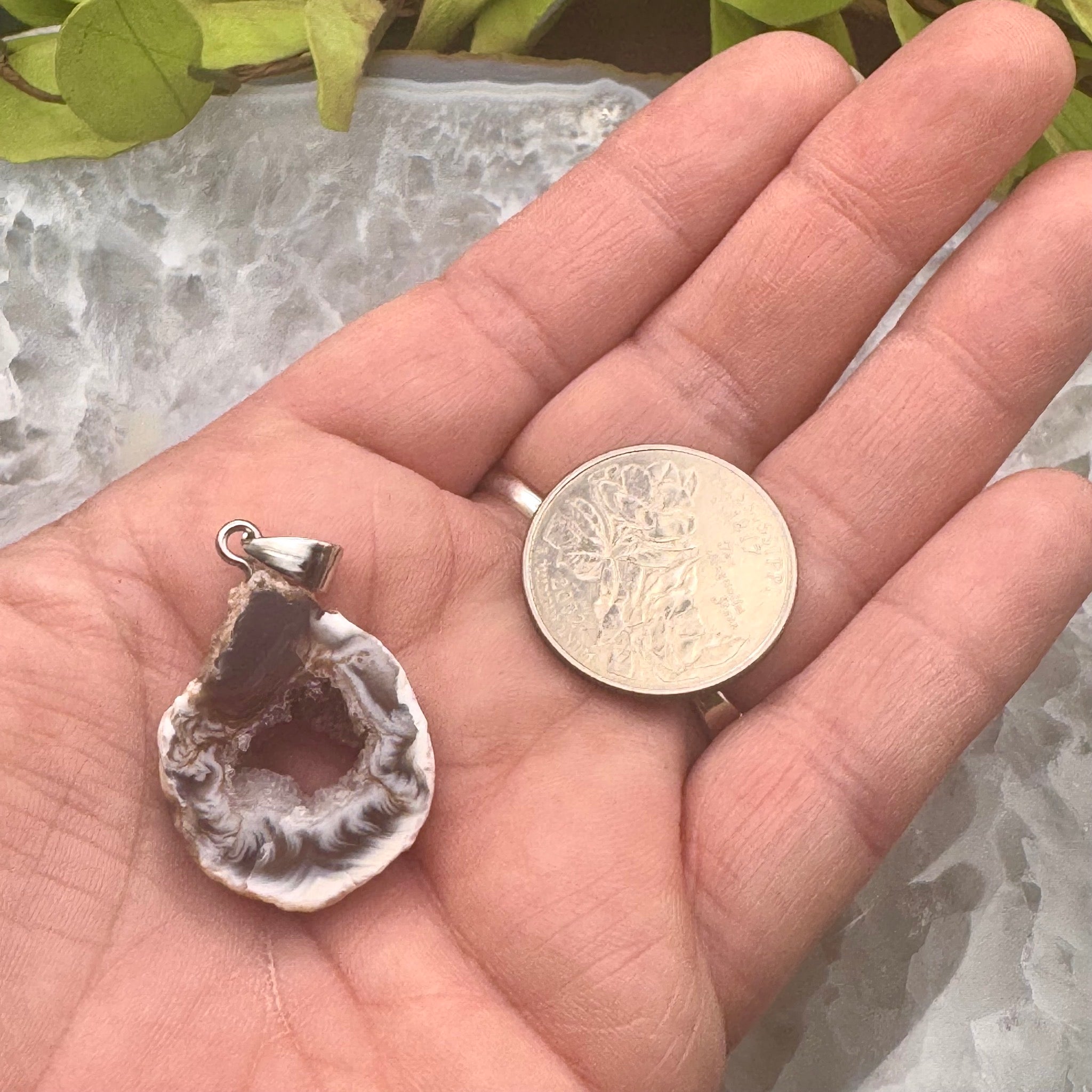 Oco Agate Geode Slice Pendant