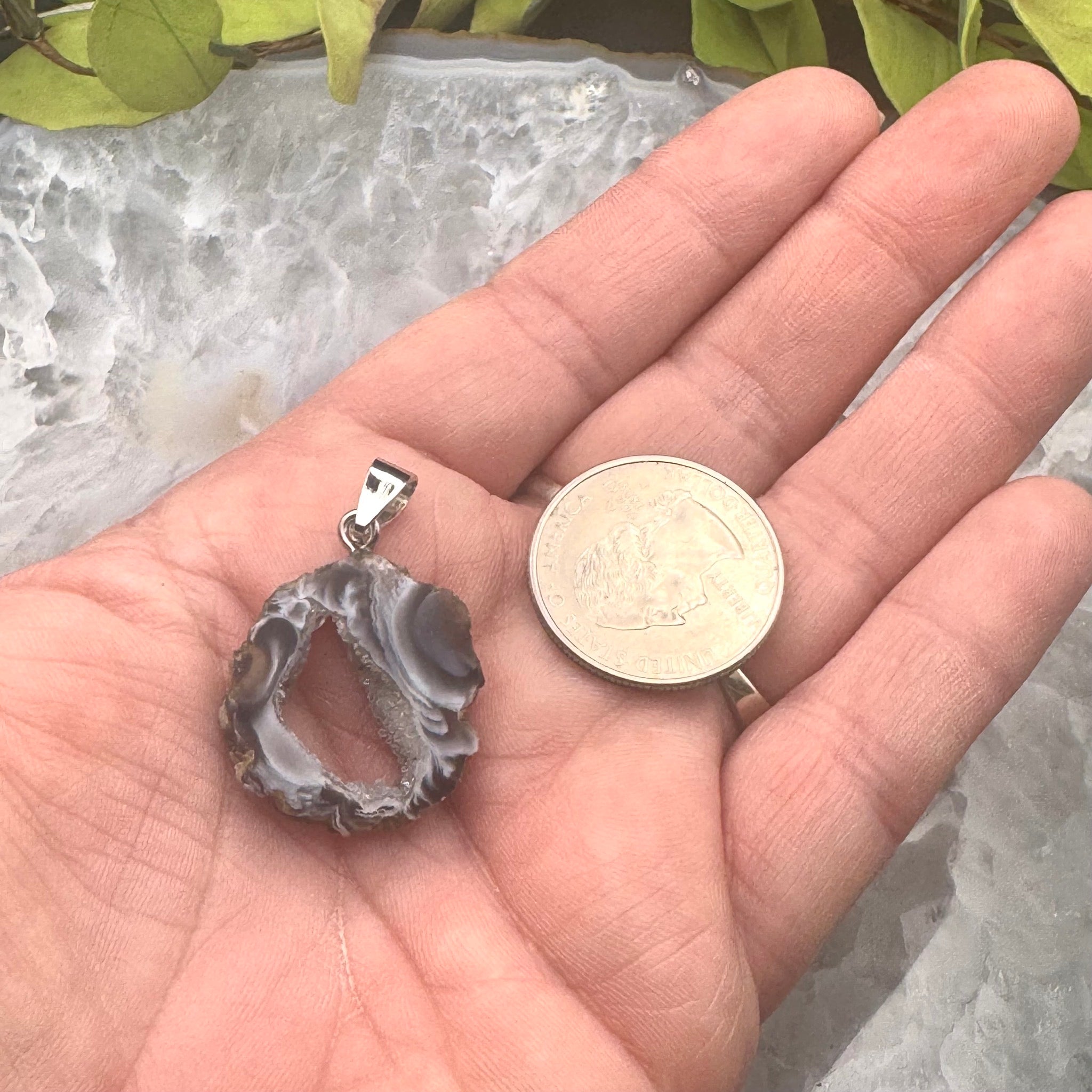 Oco Agate Geode Slice Pendant