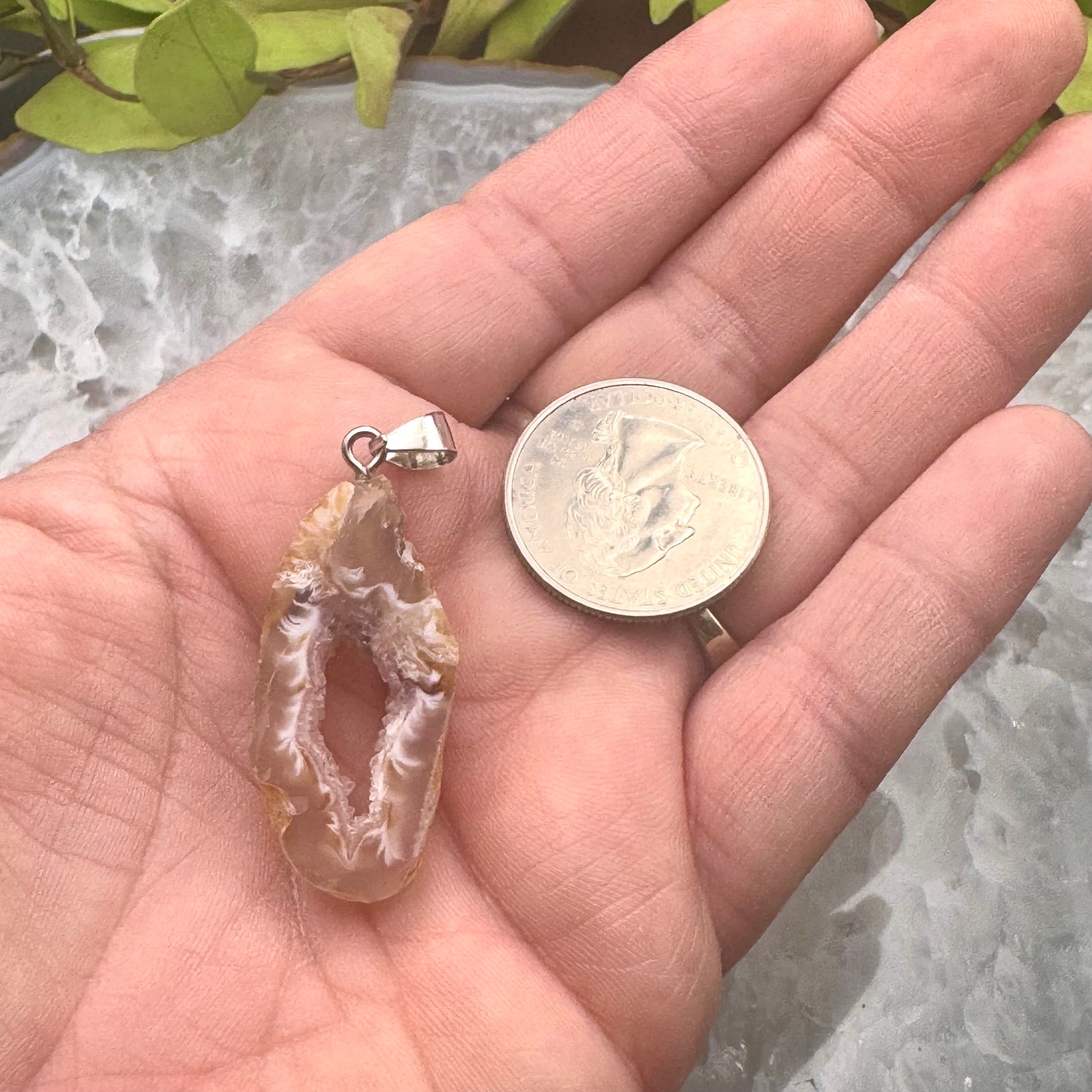 Oco Agate Geode Slice Pendant