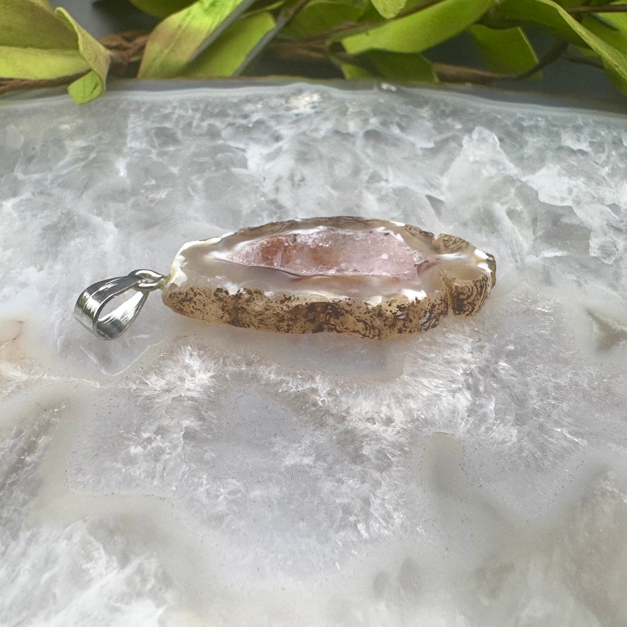 Oco Agate Geode Slice Pendant