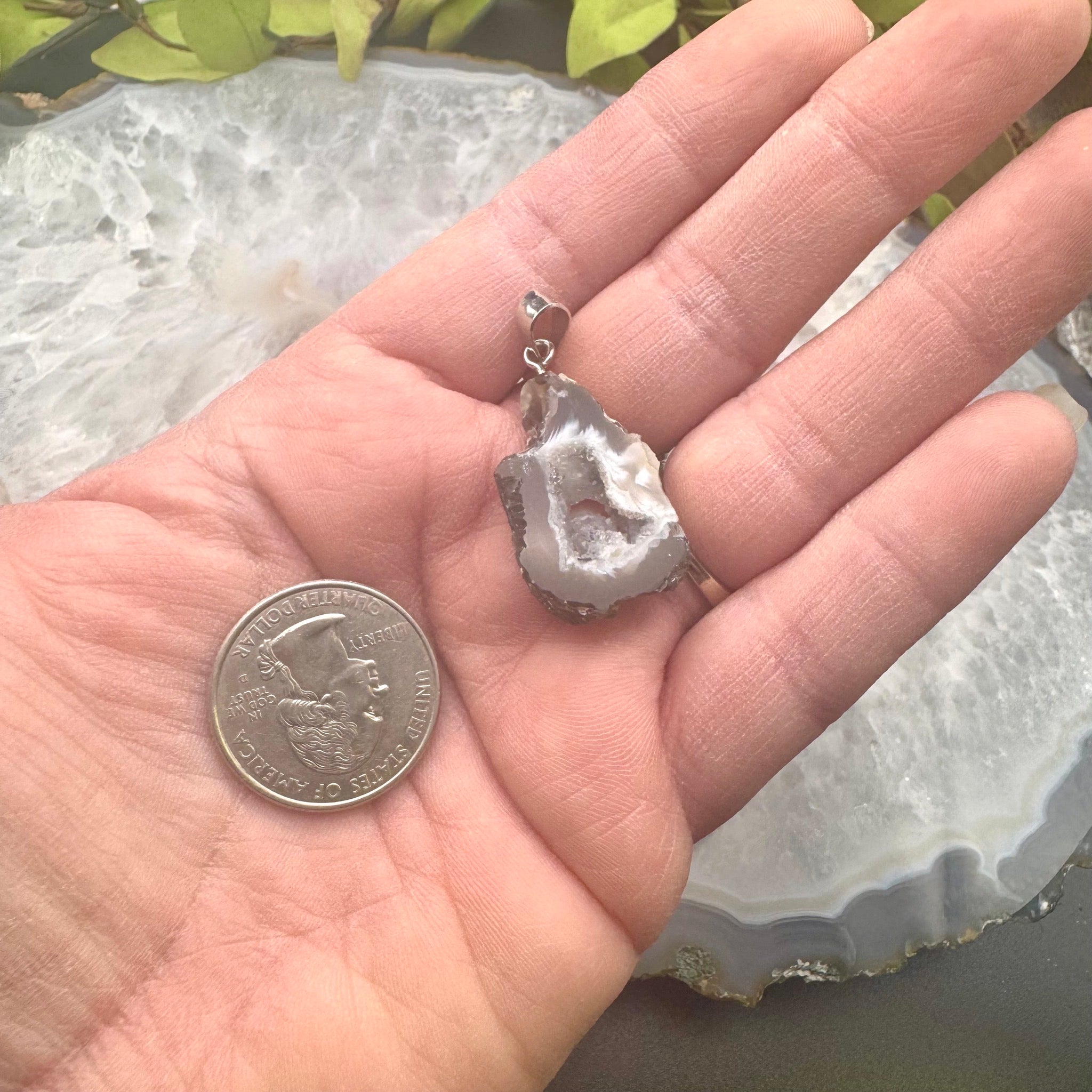 Oco Agate Geode Slice Pendant