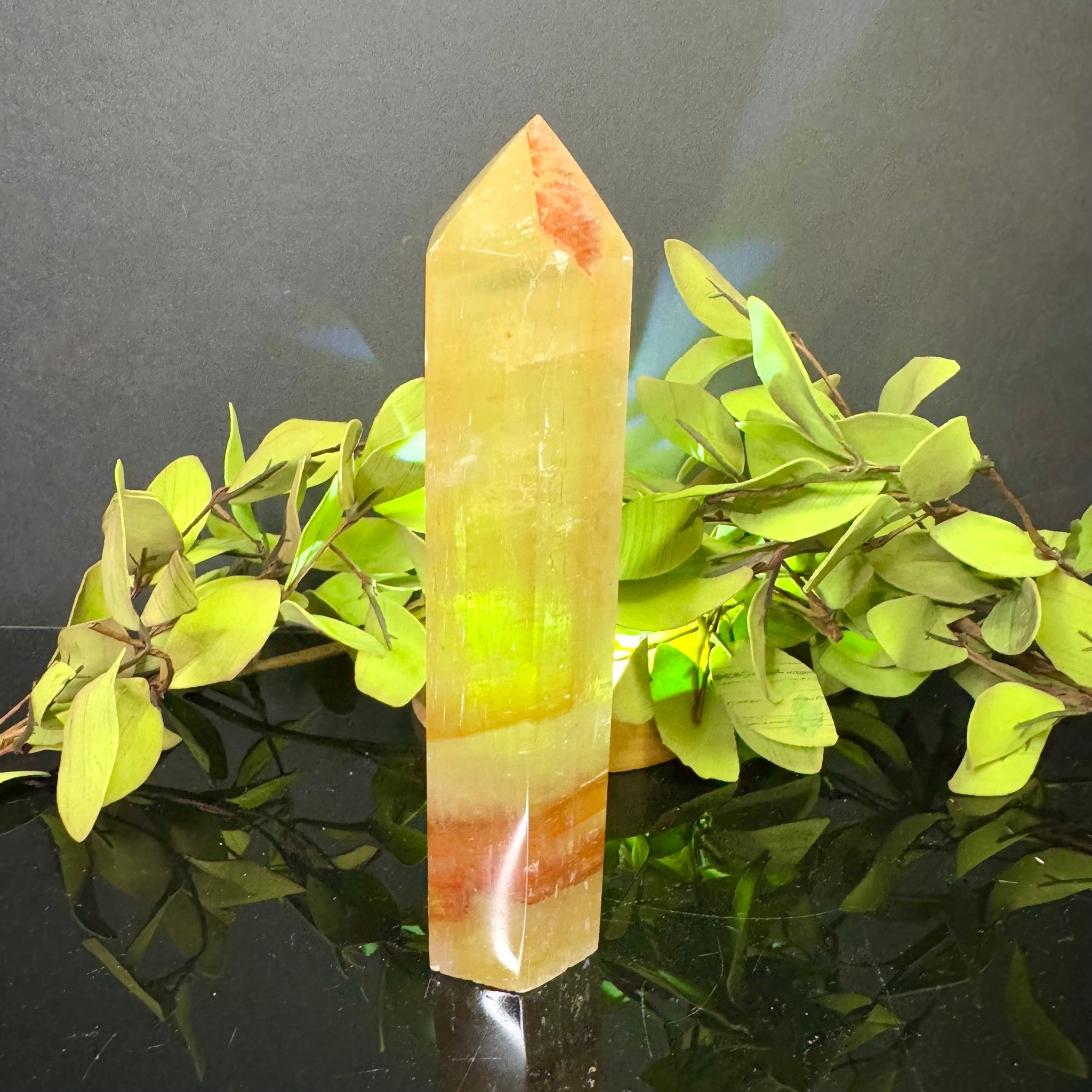 Calcite with Fire Quartz Tower