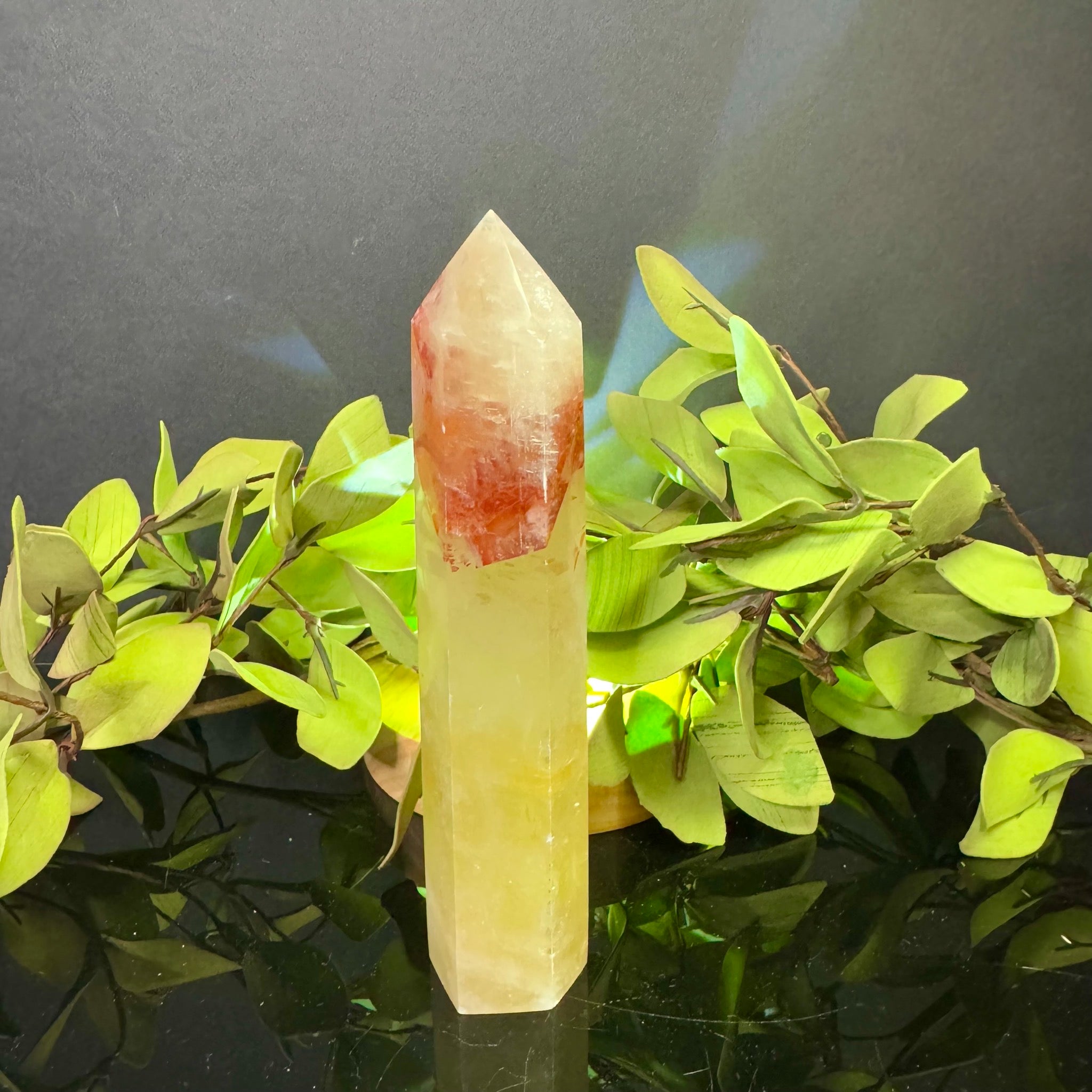 Calcite with Fire Quartz Tower