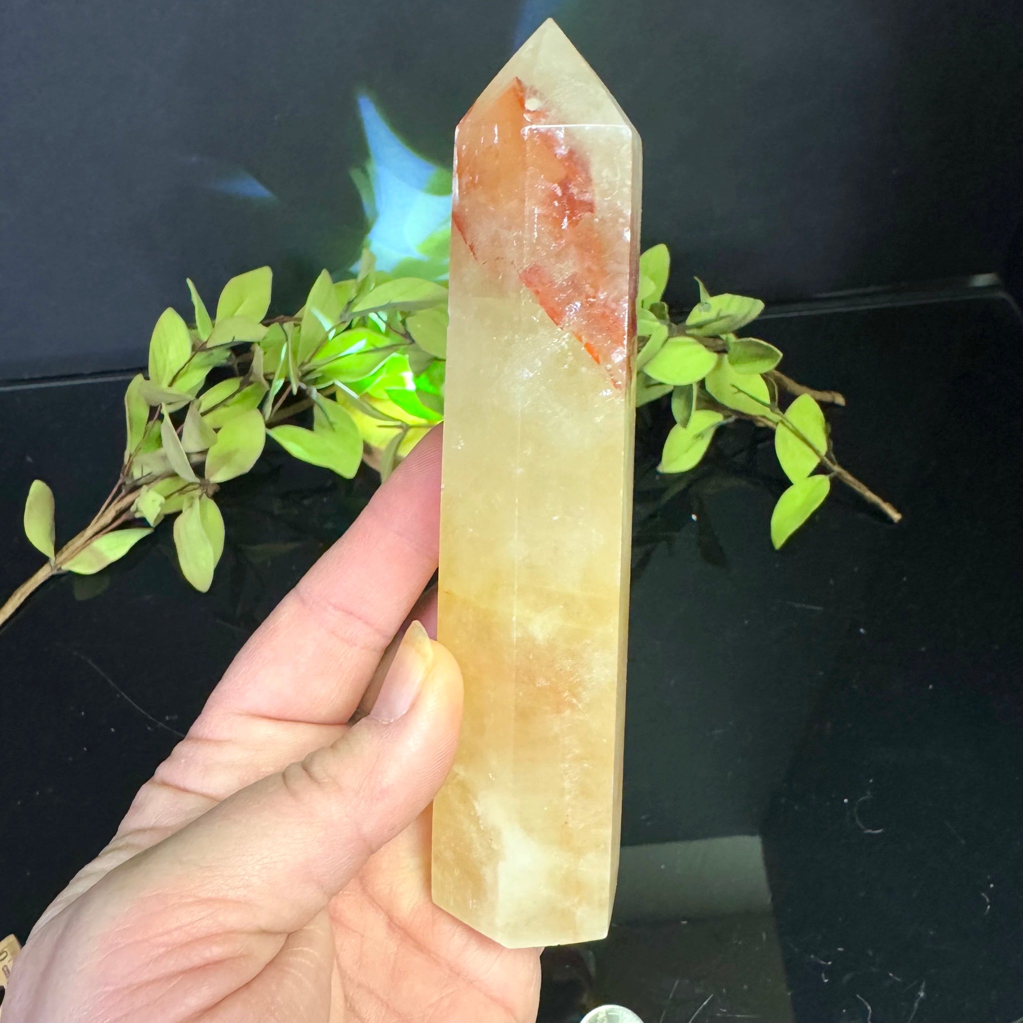 Calcite with Fire Quartz Tower