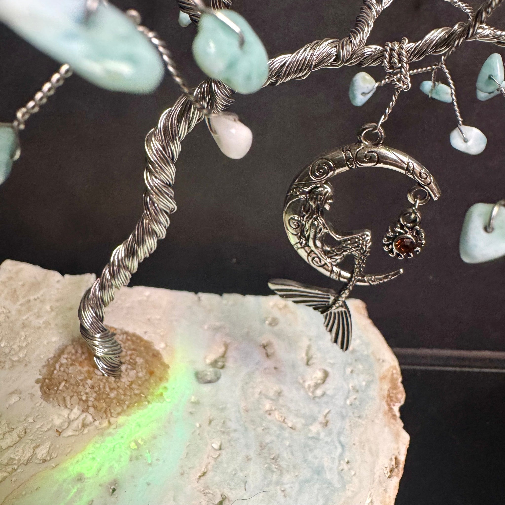 Larimar on Caribbean Calcite Mojo Tree