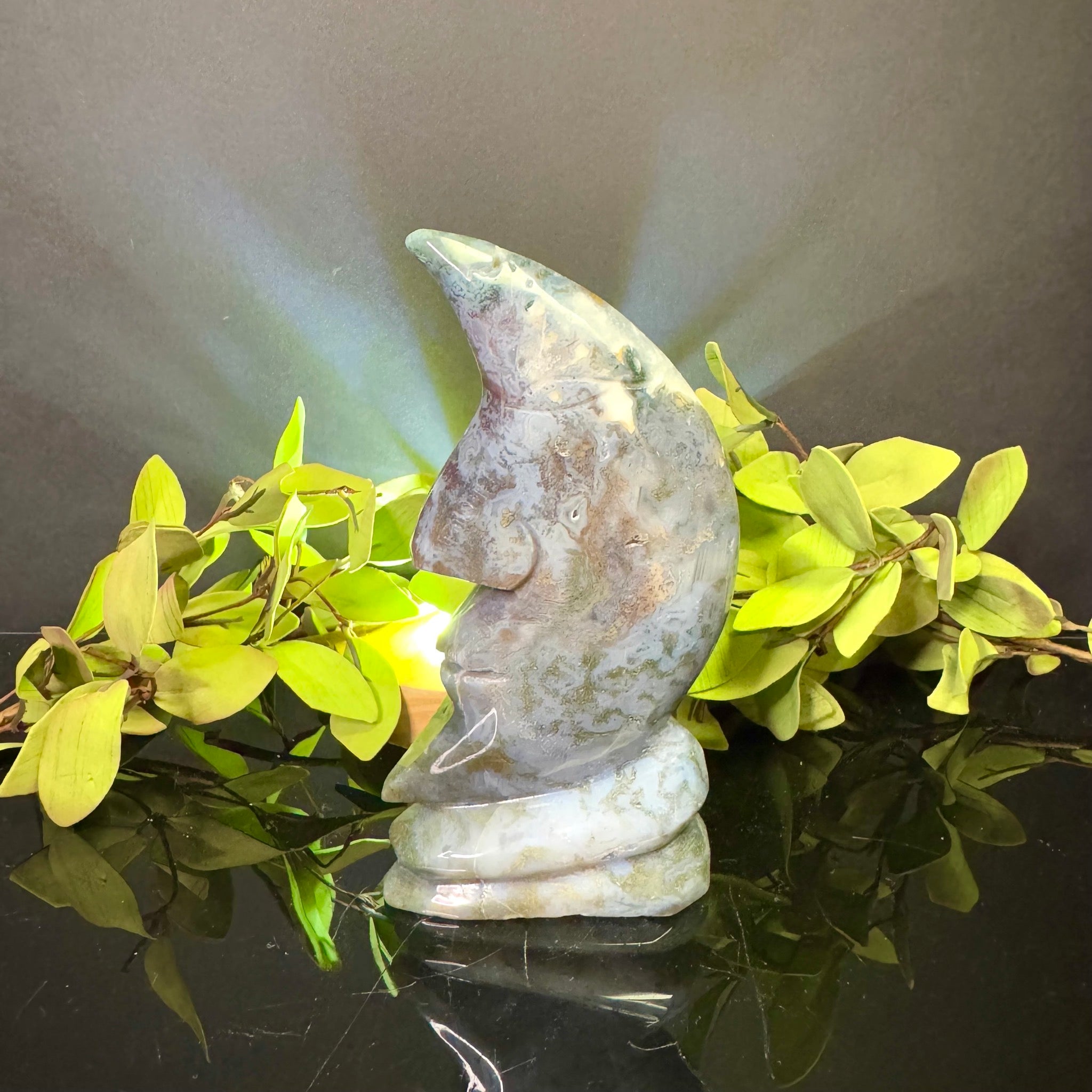 Ocean Jasper Moon Face Carving