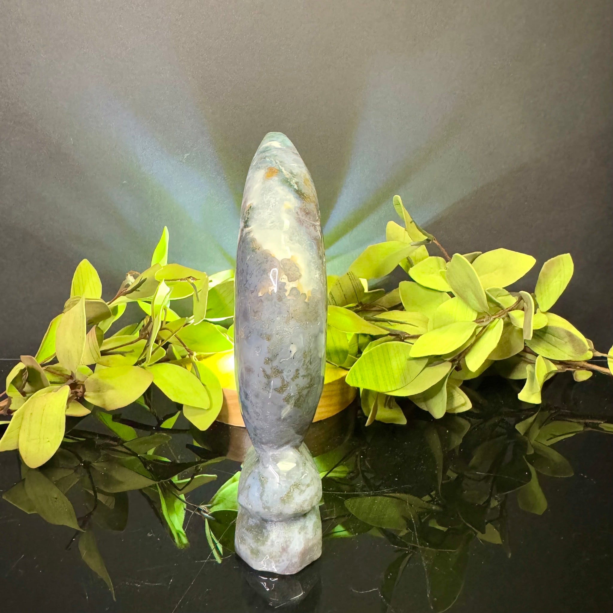 Ocean Jasper Moon Face Carving