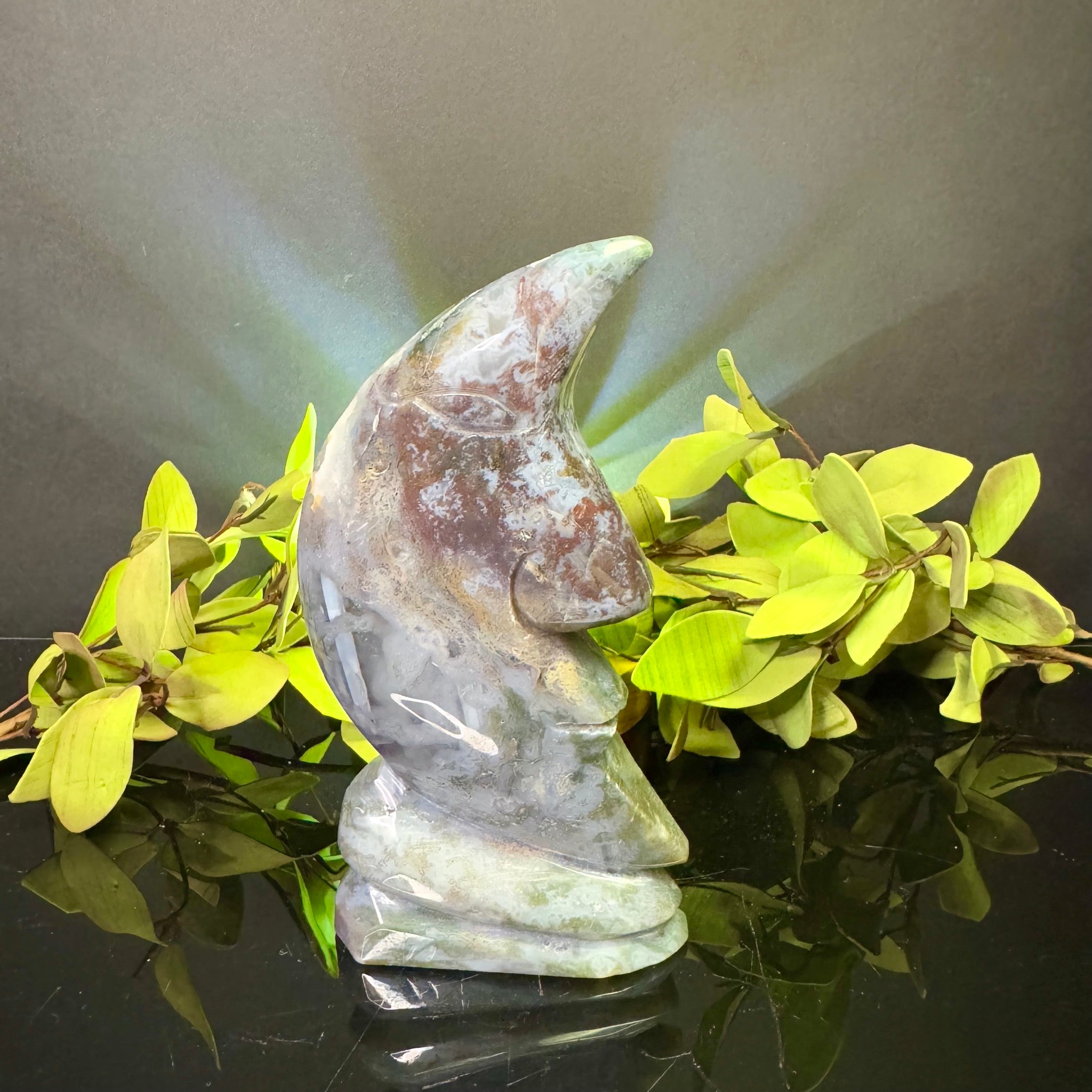 Ocean Jasper Moon Face Carving