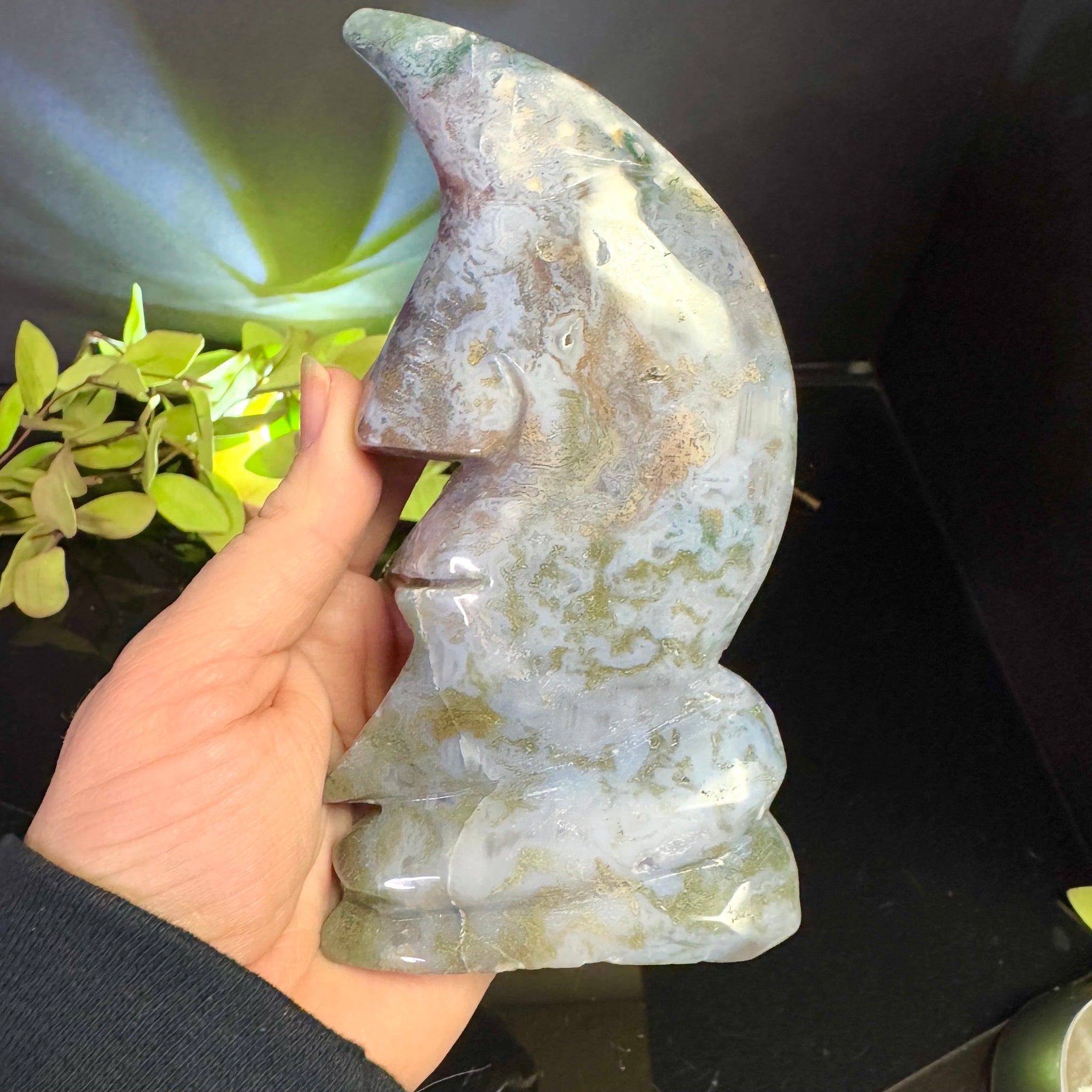 Ocean Jasper Moon Face Carving