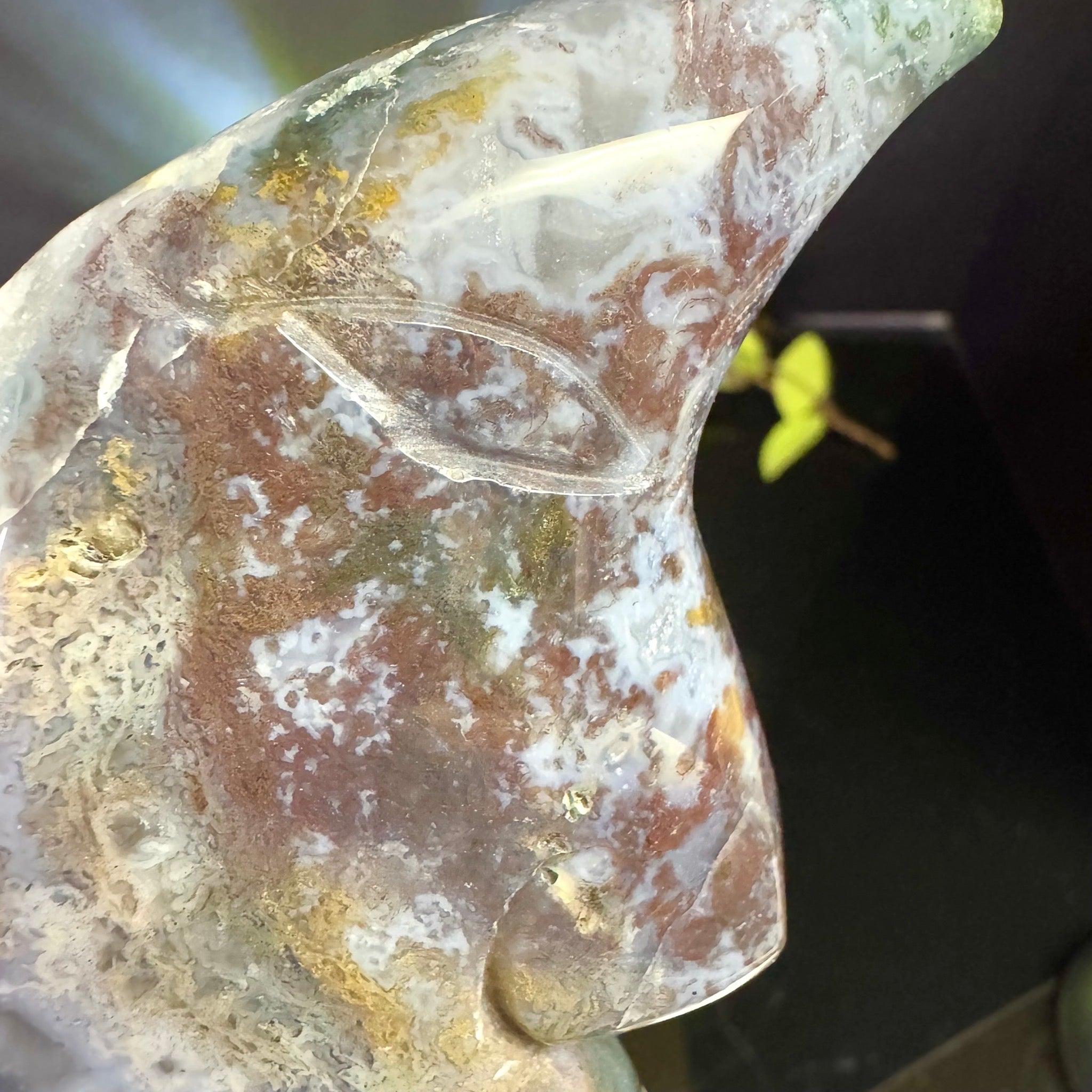 Ocean Jasper Moon Face Carving
