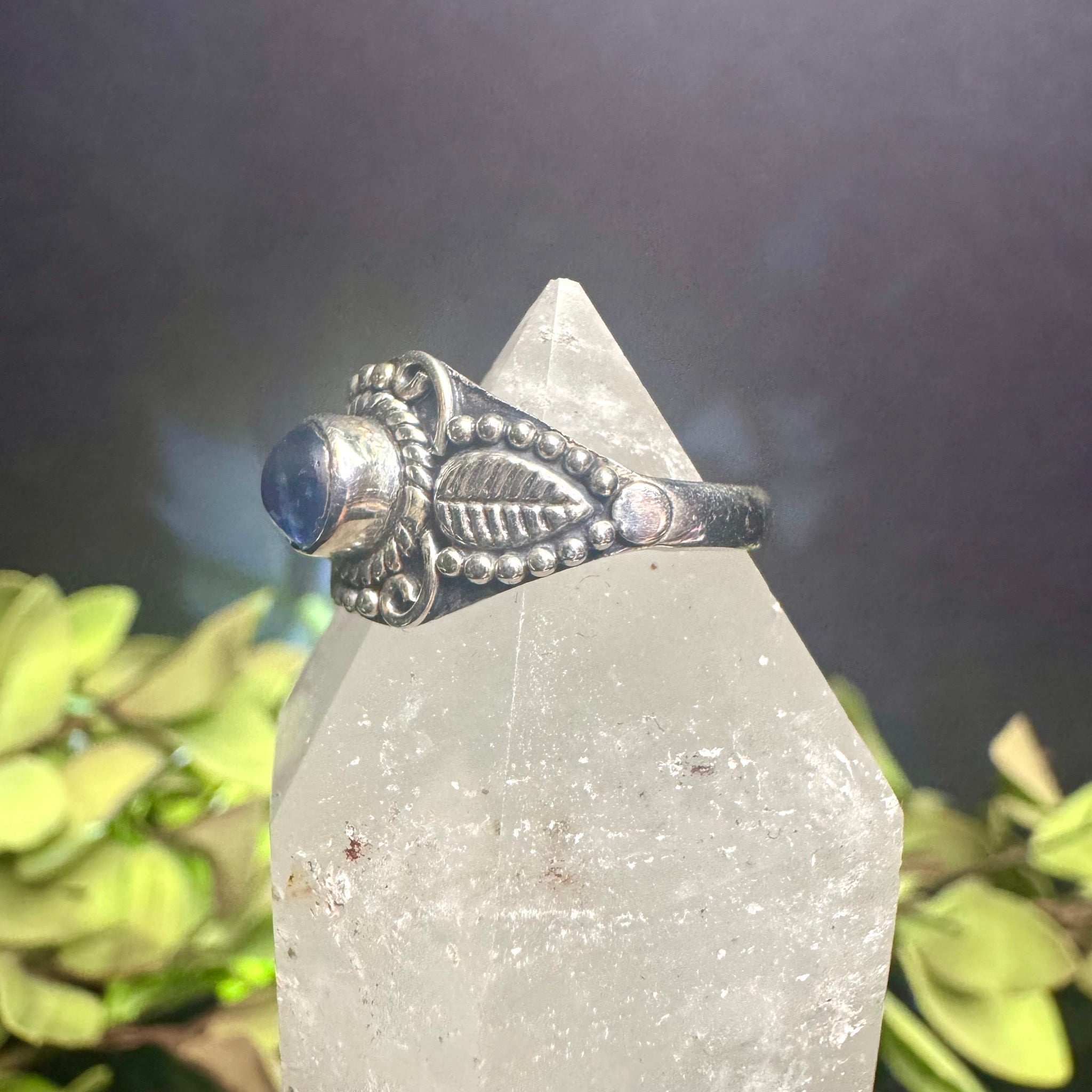 Blue Kyanite Leaf Ring Sterling Silver