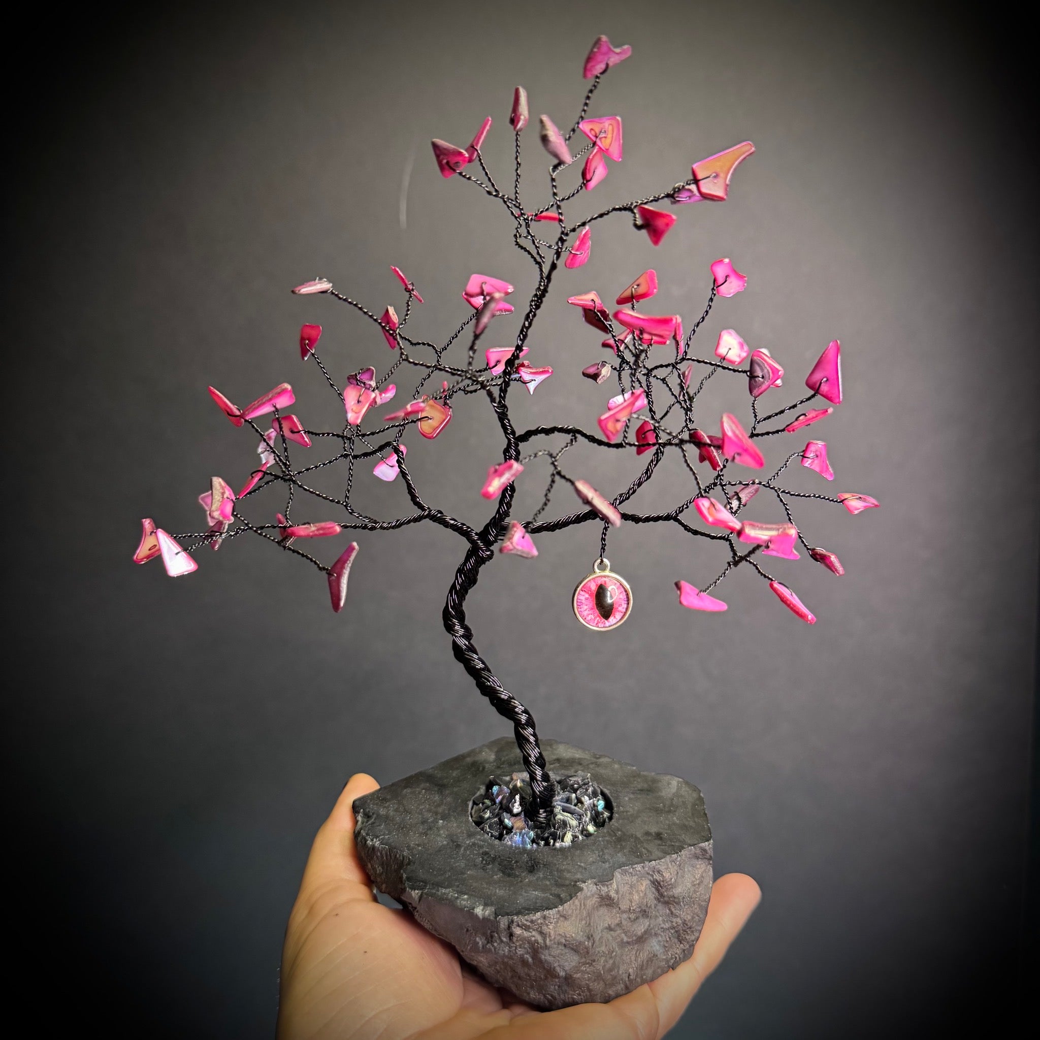 Dyed Shell on Black Tourmaline Mojo Tree