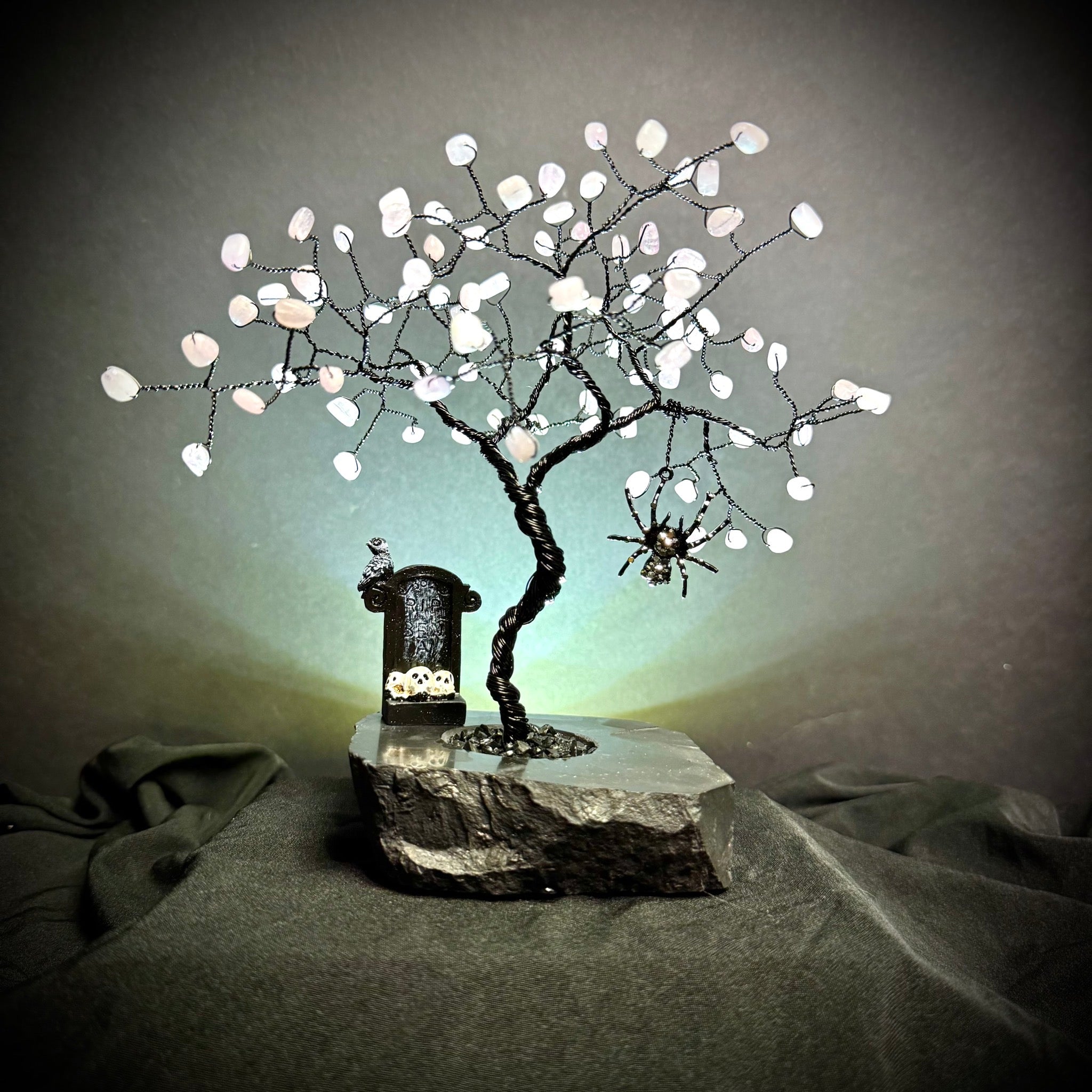 Kunzite on Black Tourmaline Mojo Tree