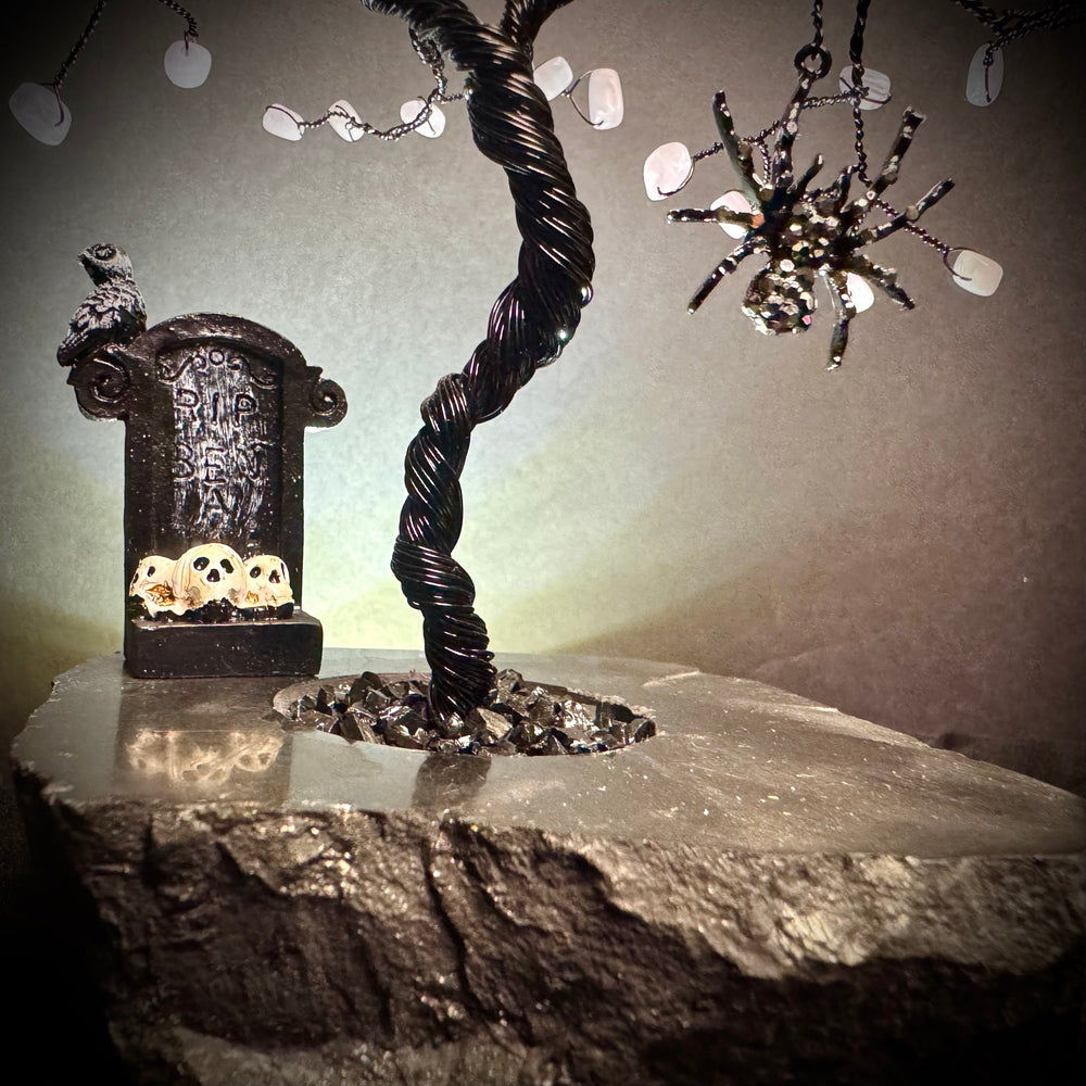Kunzite on Black Tourmaline Mojo Tree