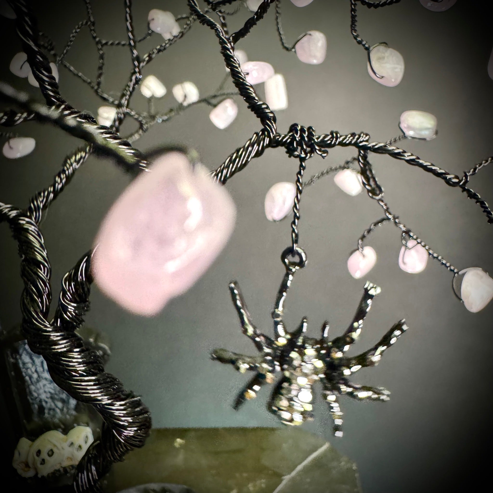 Kunzite on Black Tourmaline Mojo Tree