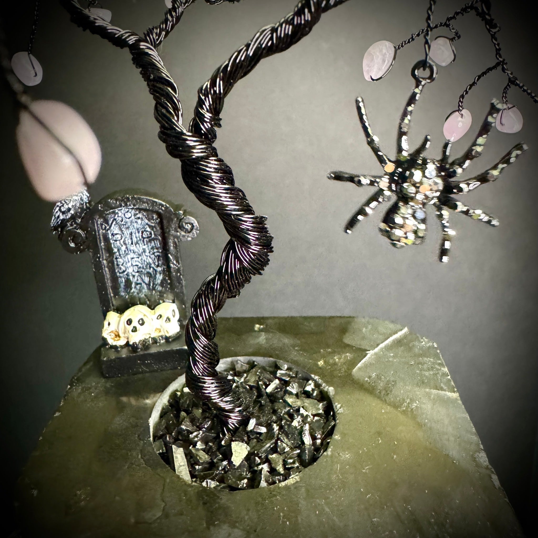 Kunzite on Black Tourmaline Mojo Tree