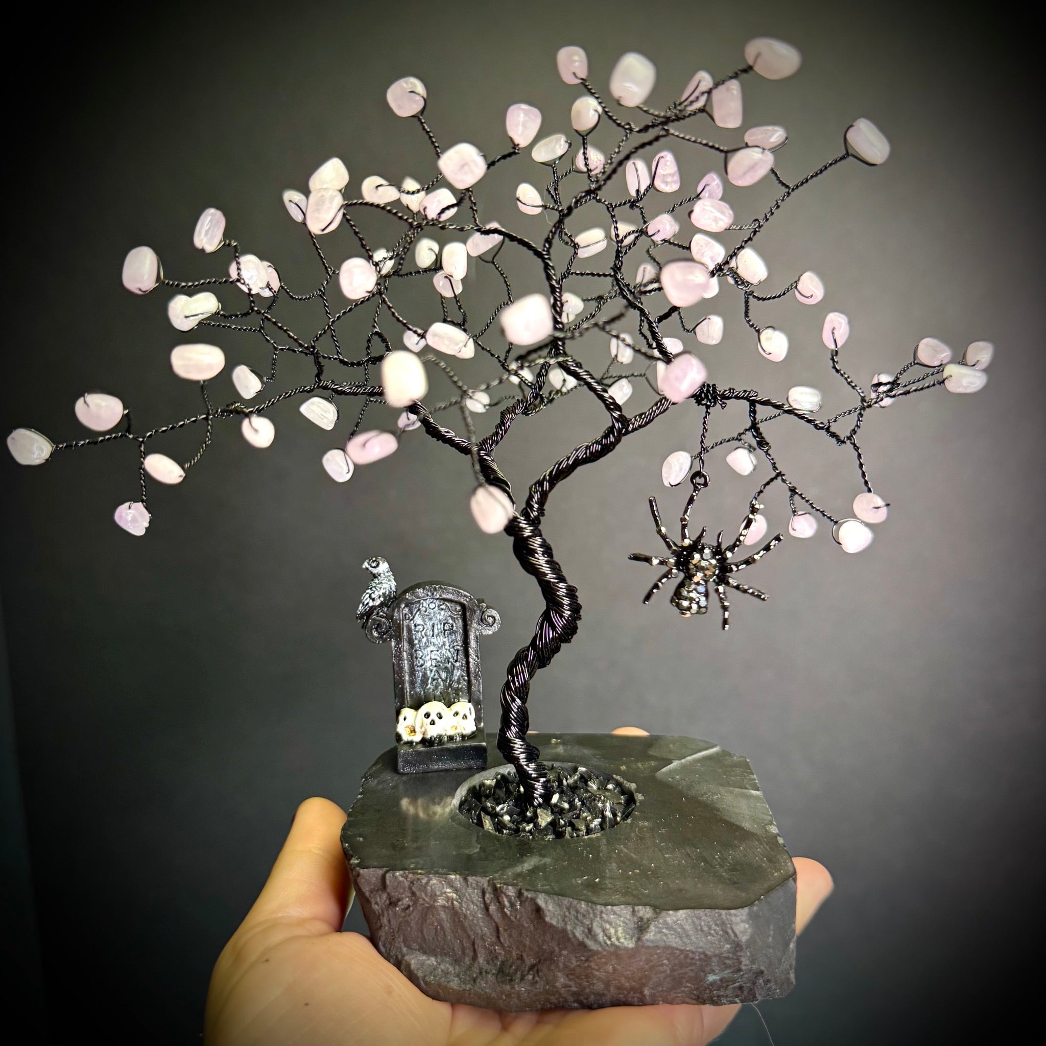 Kunzite on Black Tourmaline Mojo Tree
