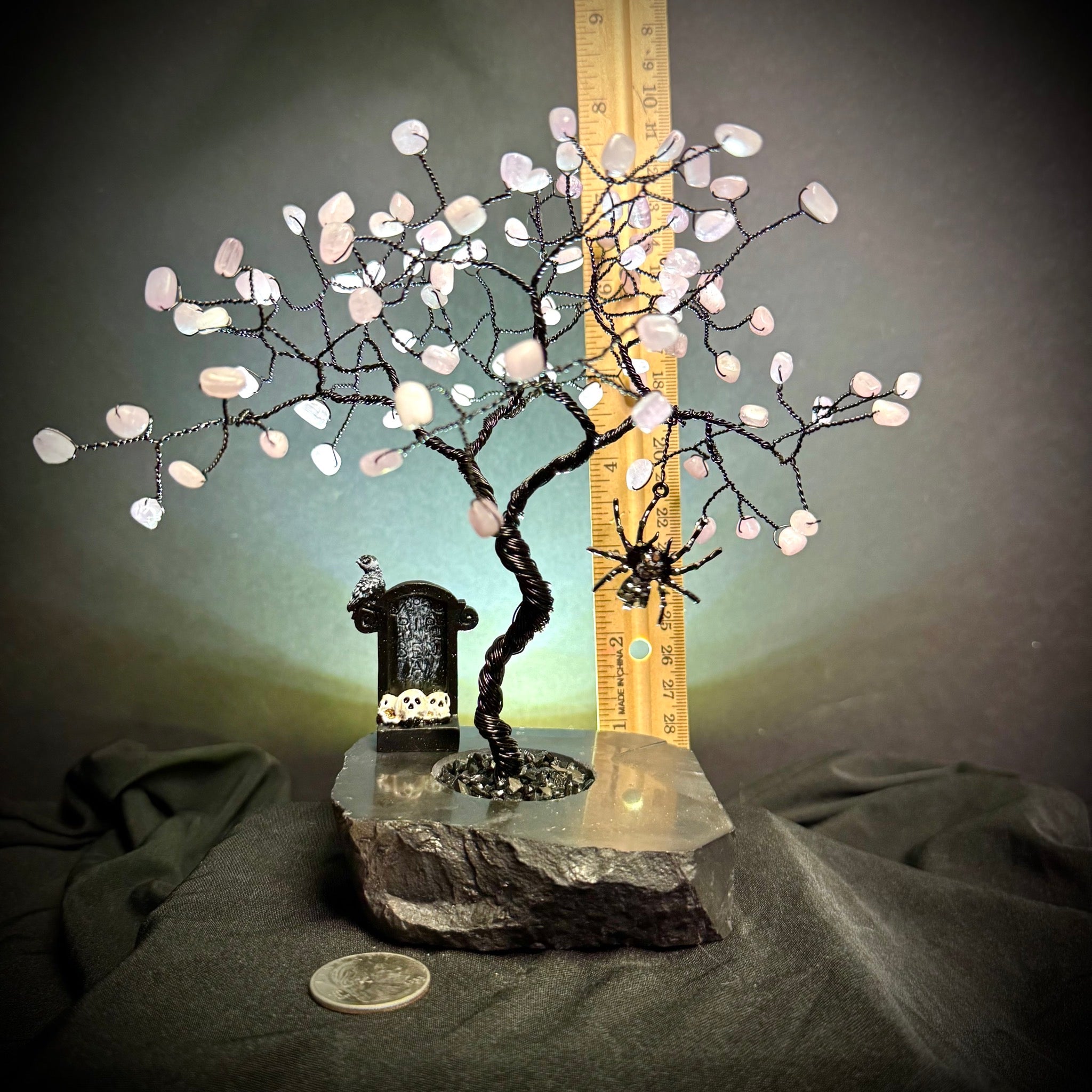 Kunzite on Black Tourmaline Mojo Tree