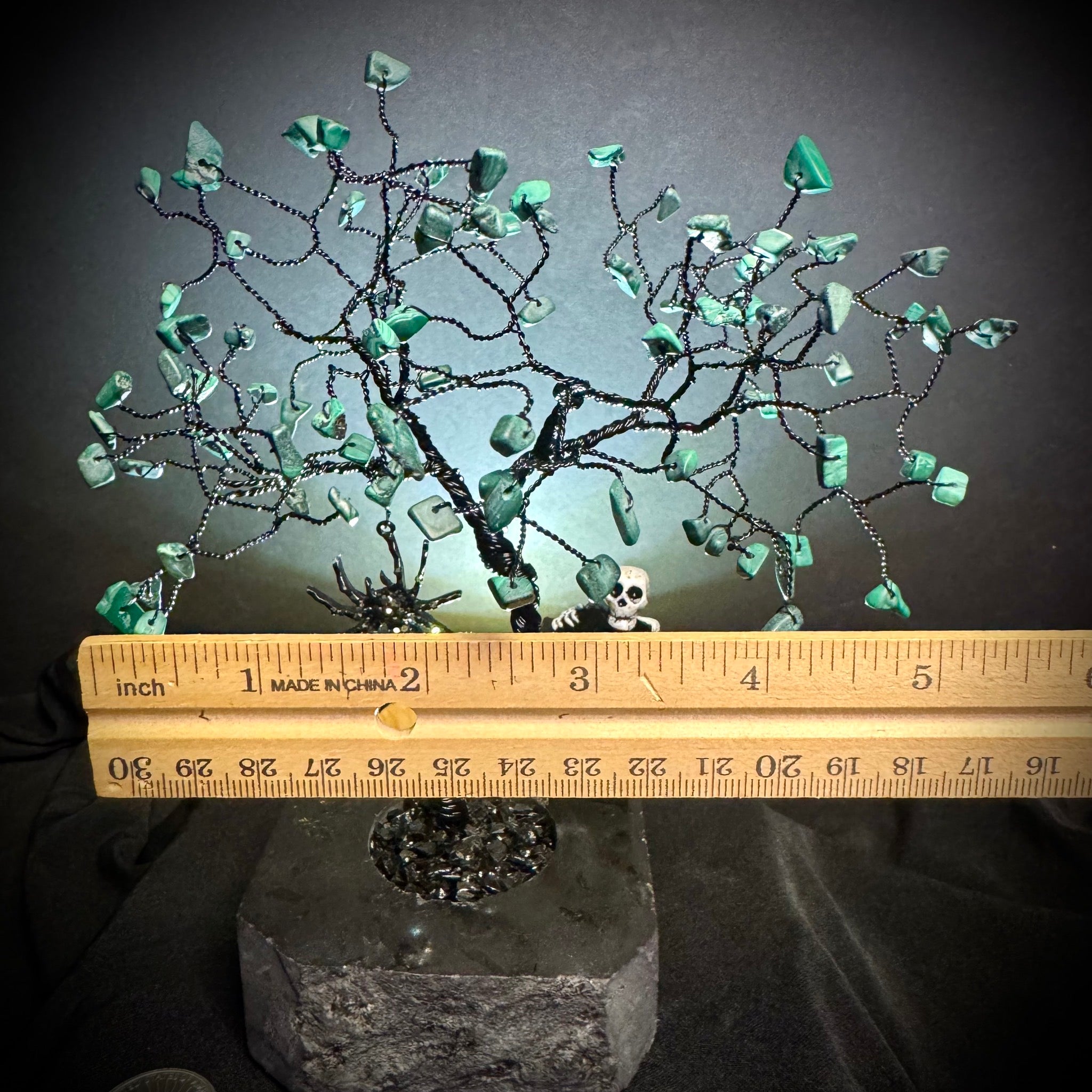 Malachite on Black Tourmaline Mojo Tree