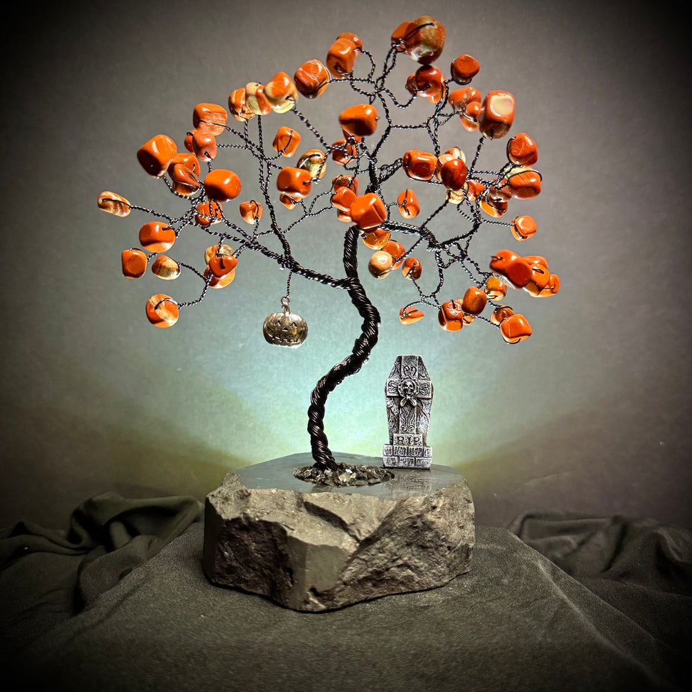 Red Jasper on Black Tourmaline Mojo Tree