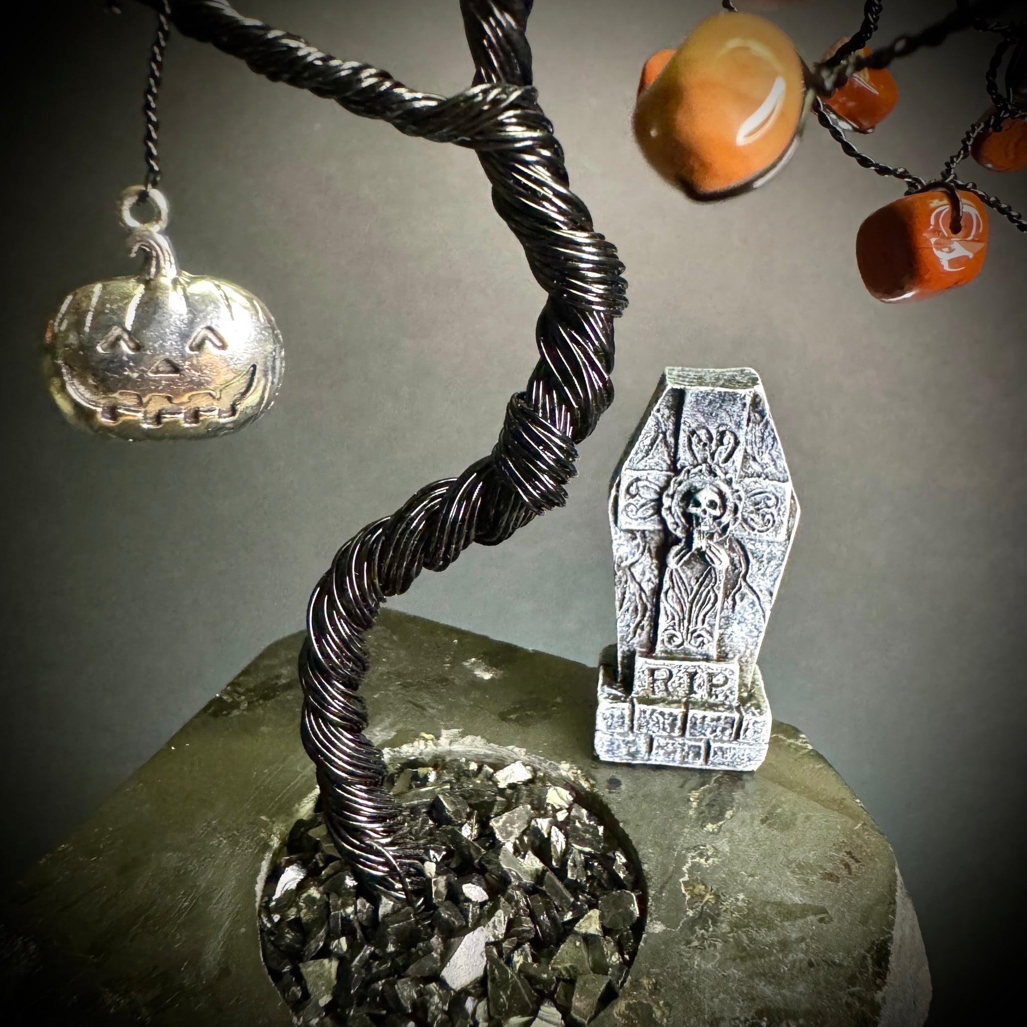 Red Jasper on Black Tourmaline Mojo Tree