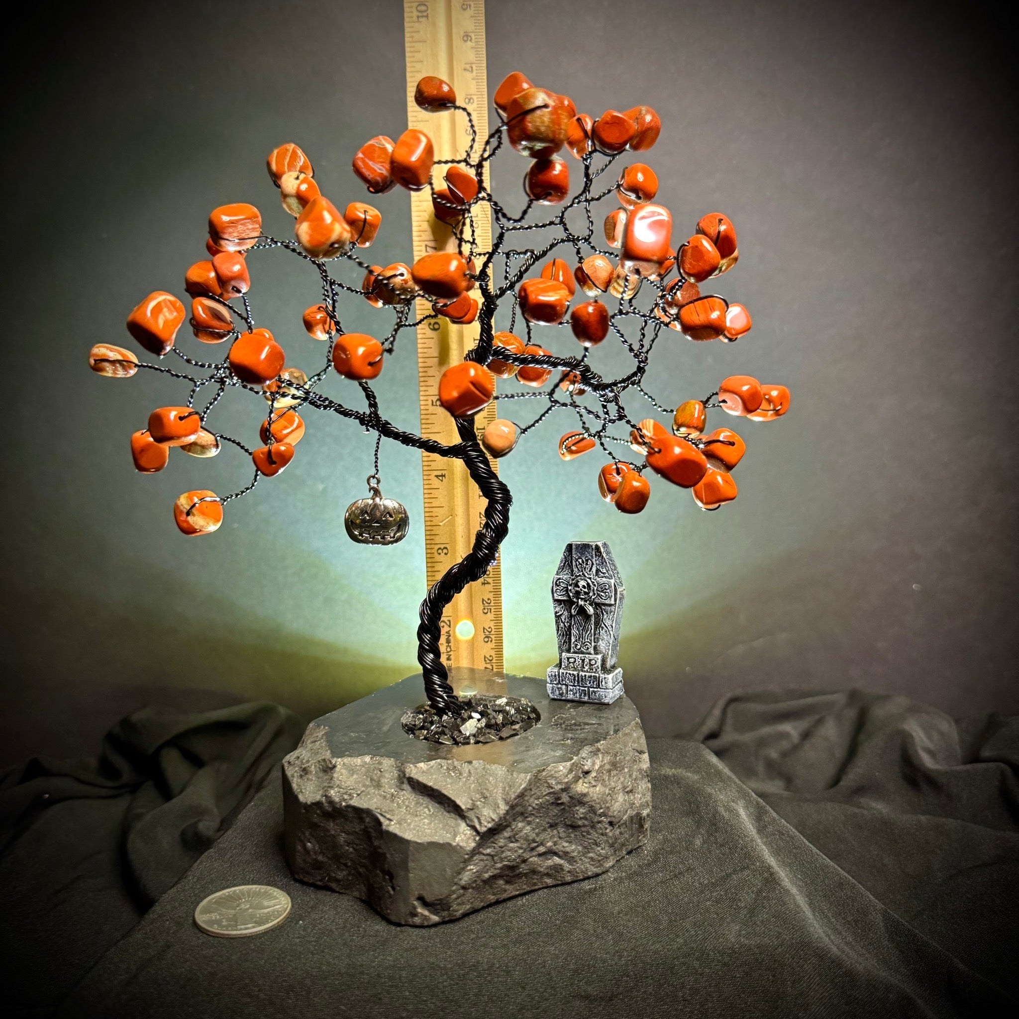 Red Jasper on Black Tourmaline Mojo Tree
