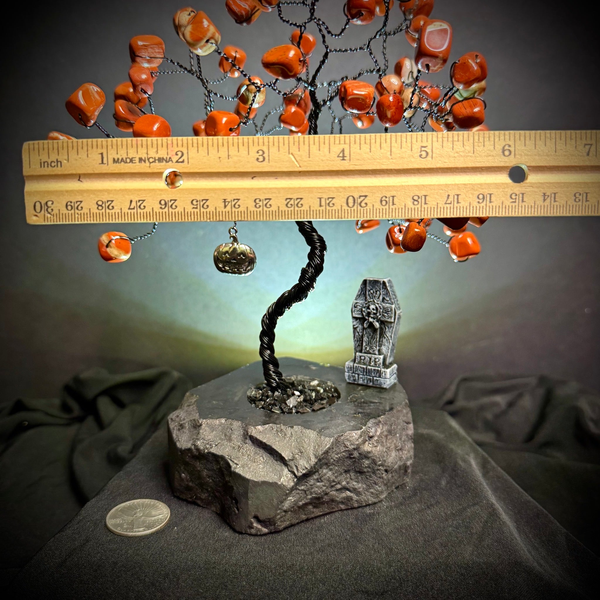 Red Jasper on Black Tourmaline Mojo Tree