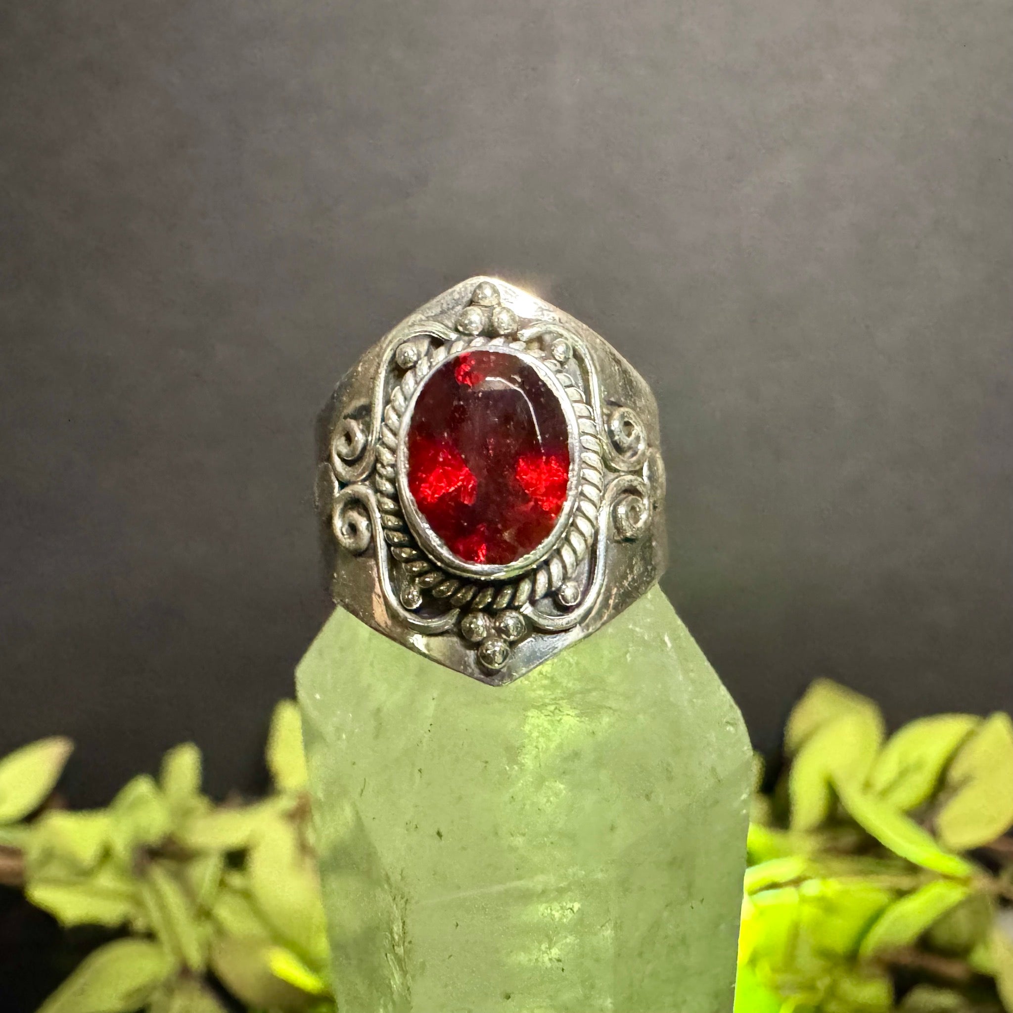 Oval Garnet Ring Sterling Silver