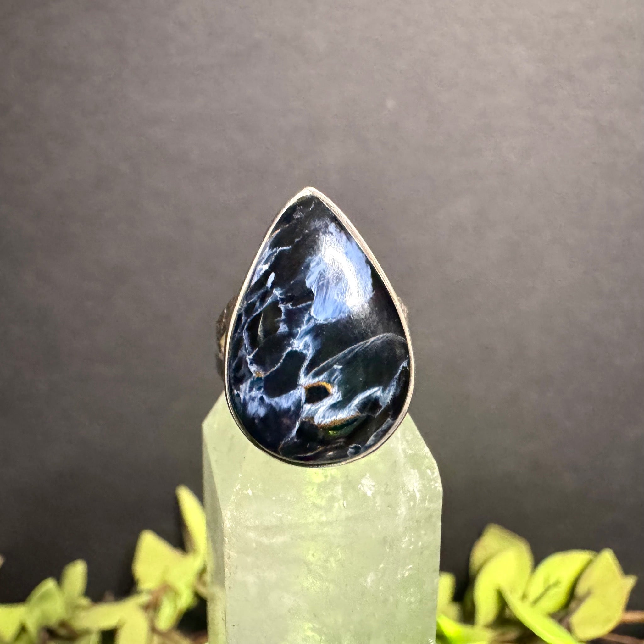Teardrop Pietersite Ring Sterling Silver