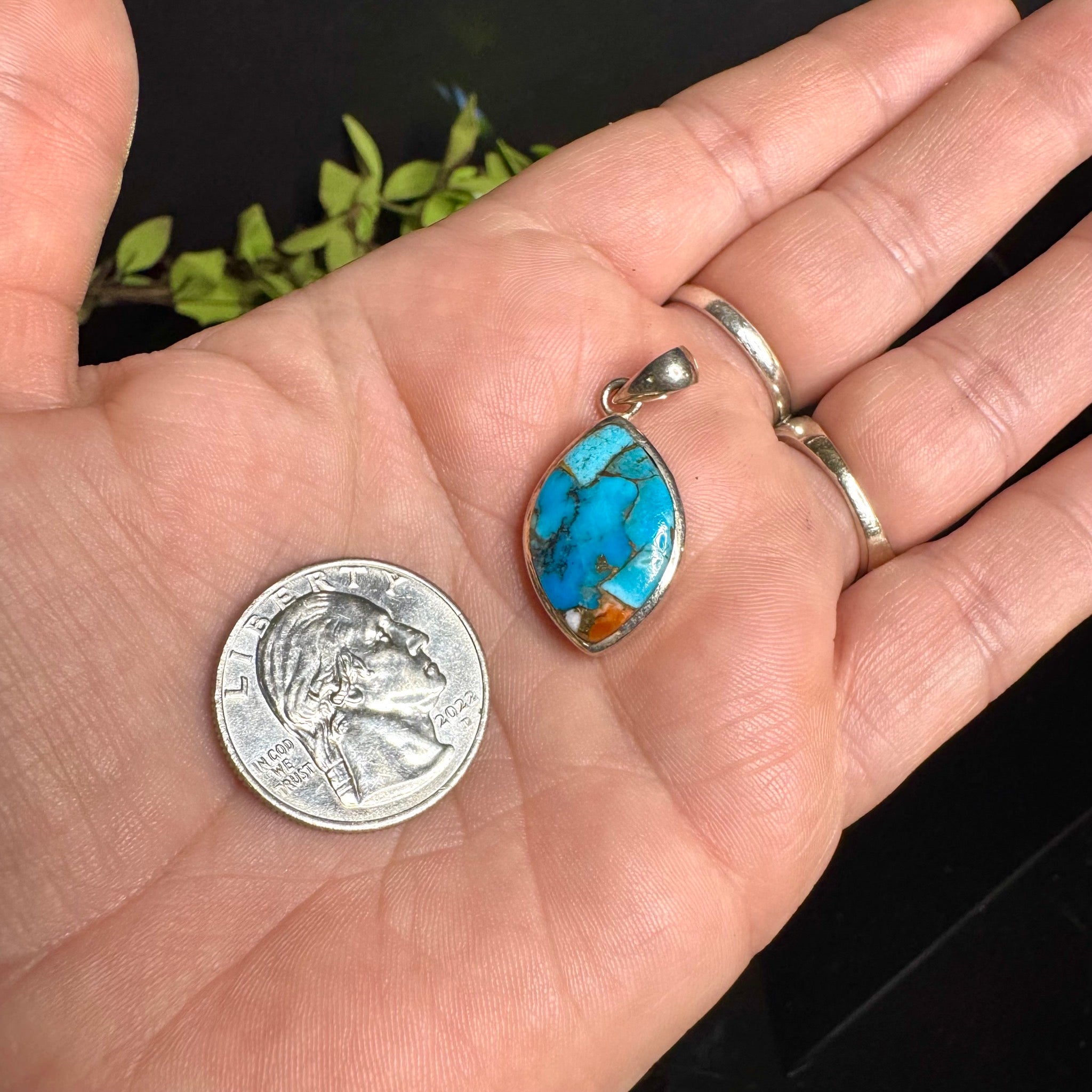 Mohave Copper Turquoise Pendant Sterling Silver