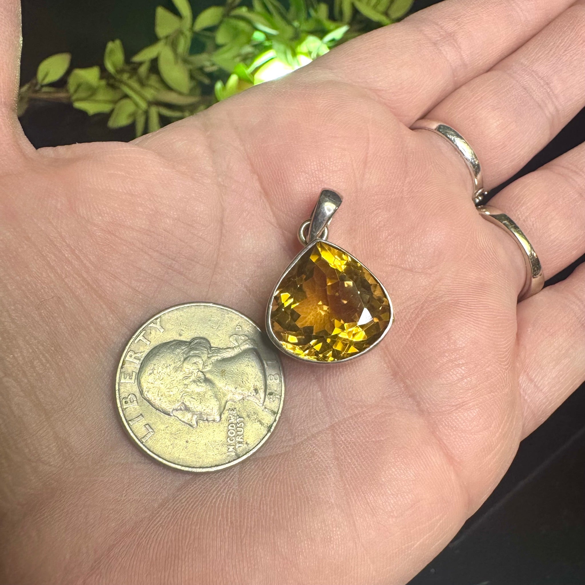 Faceted Teardrop Citrine Pendant Sterling Silver